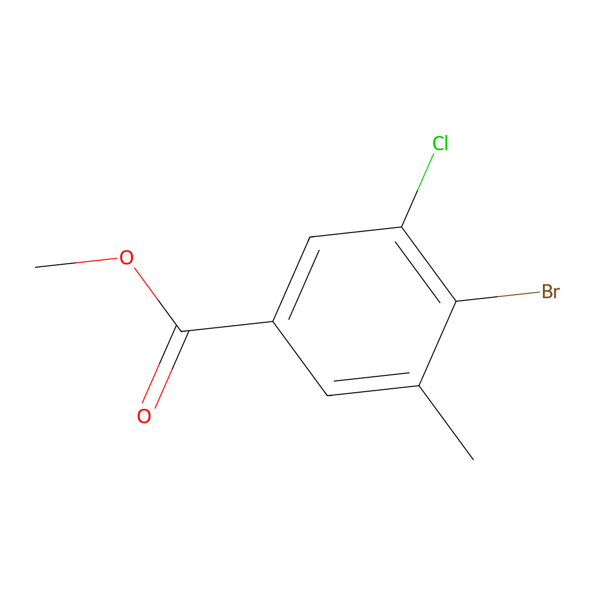 Methyl 4-bromo-3-chloro-5-methylbenzoate molecular structure, CAS 1427440-34-3