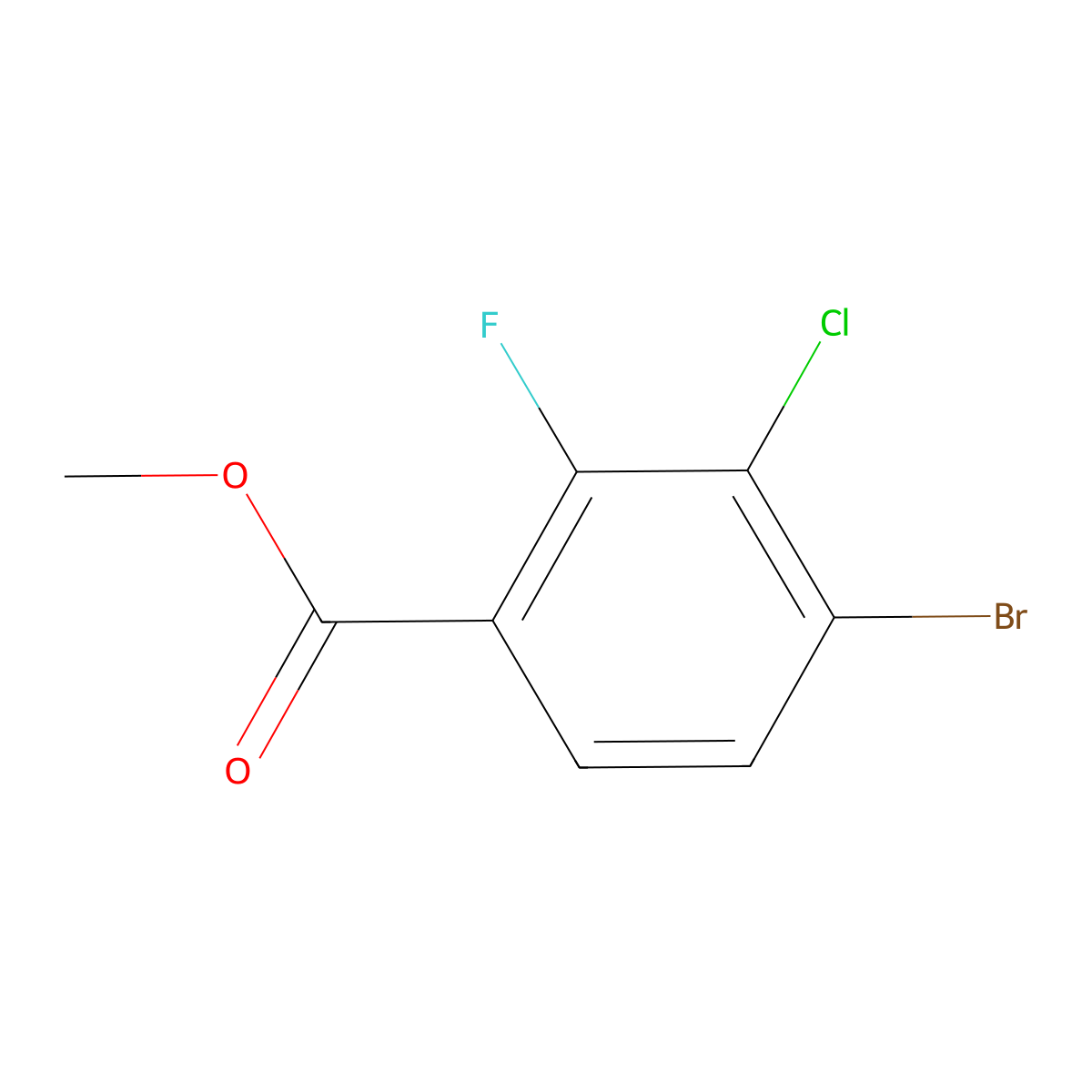 Methyl 4-bromo-3-chloro-2-fluorobenzoate molecular structure, CAS 1427440-57-0