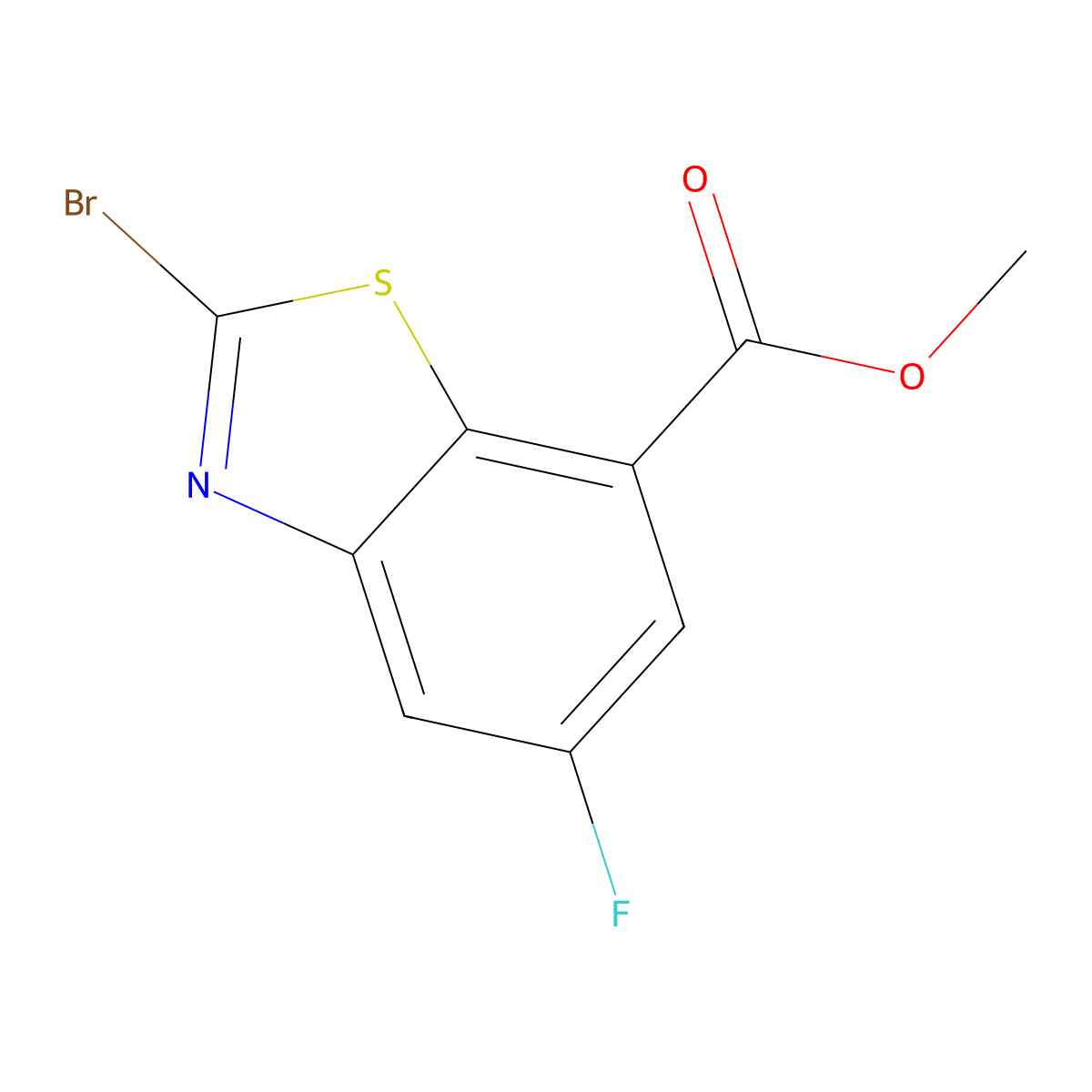 Methyl 2-bromo-5-fluorobenzo[D]thiazole-7-carboxylate molecular structure, CAS 1427445-29-1