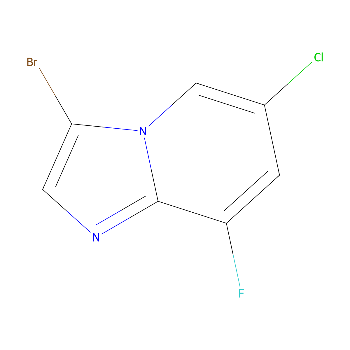 3-Bromo-6-chloro-8-fluoroimidazo[1,2-a]pyridine molecular structure, CAS 1427445-42-8
