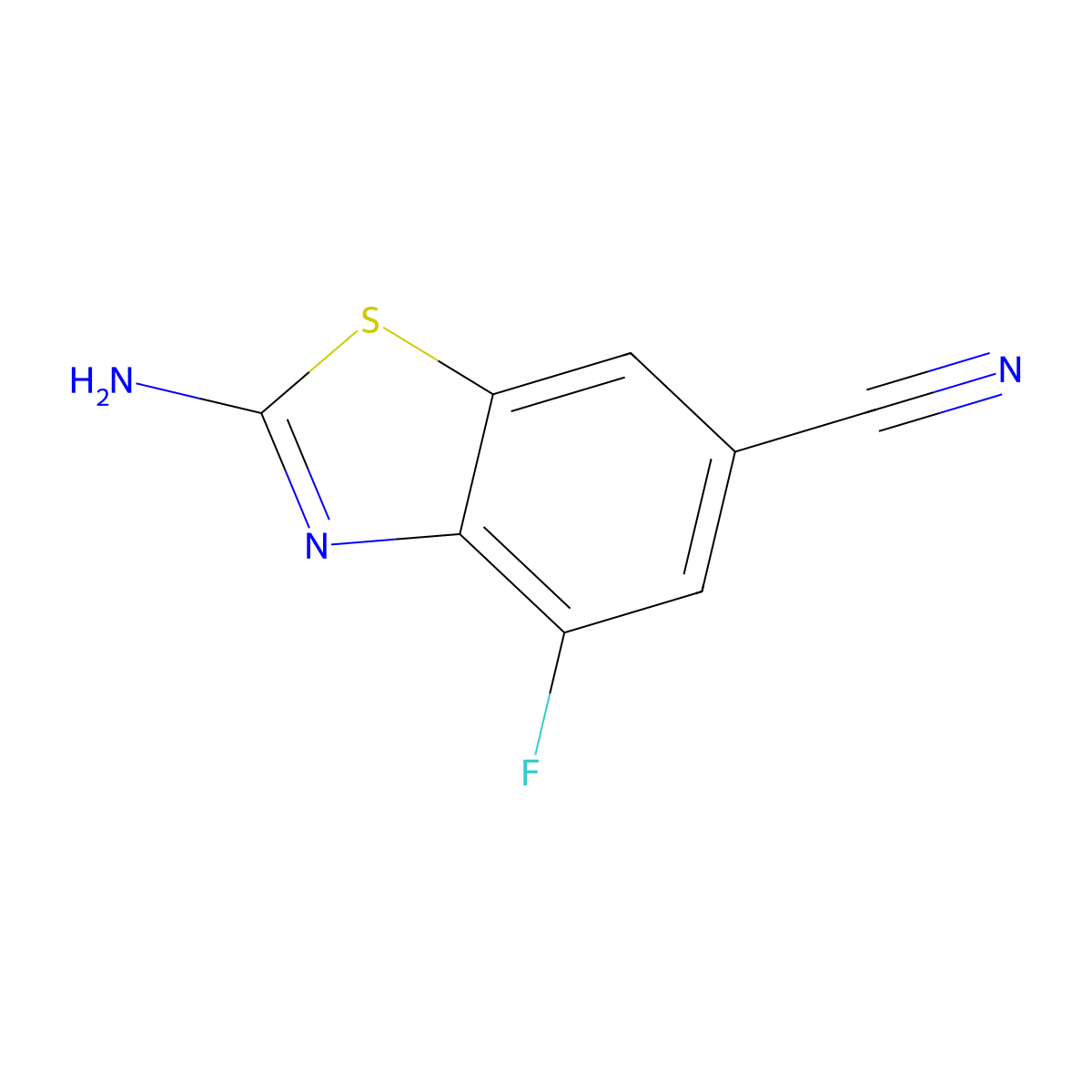 2-Amino-4-fluoro-1,3-benzothiazole-6-carbonitrile molecular structure, CAS 1427448-37-0