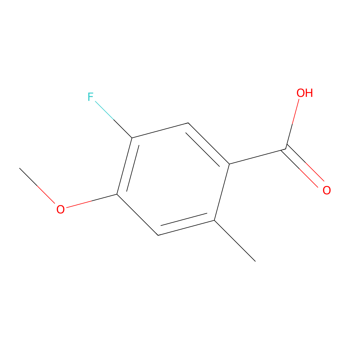 5-Fluoro-4-methoxy-2-methylbenzoic acid molecular structure, CAS 1427448-75-6