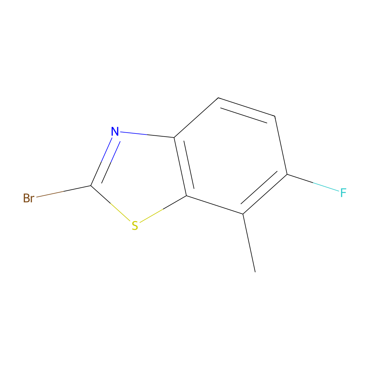 2-Bromo-6-fluoro-7-methyl-1,3-benzothiazole molecular structure, CAS 1427449-18-0