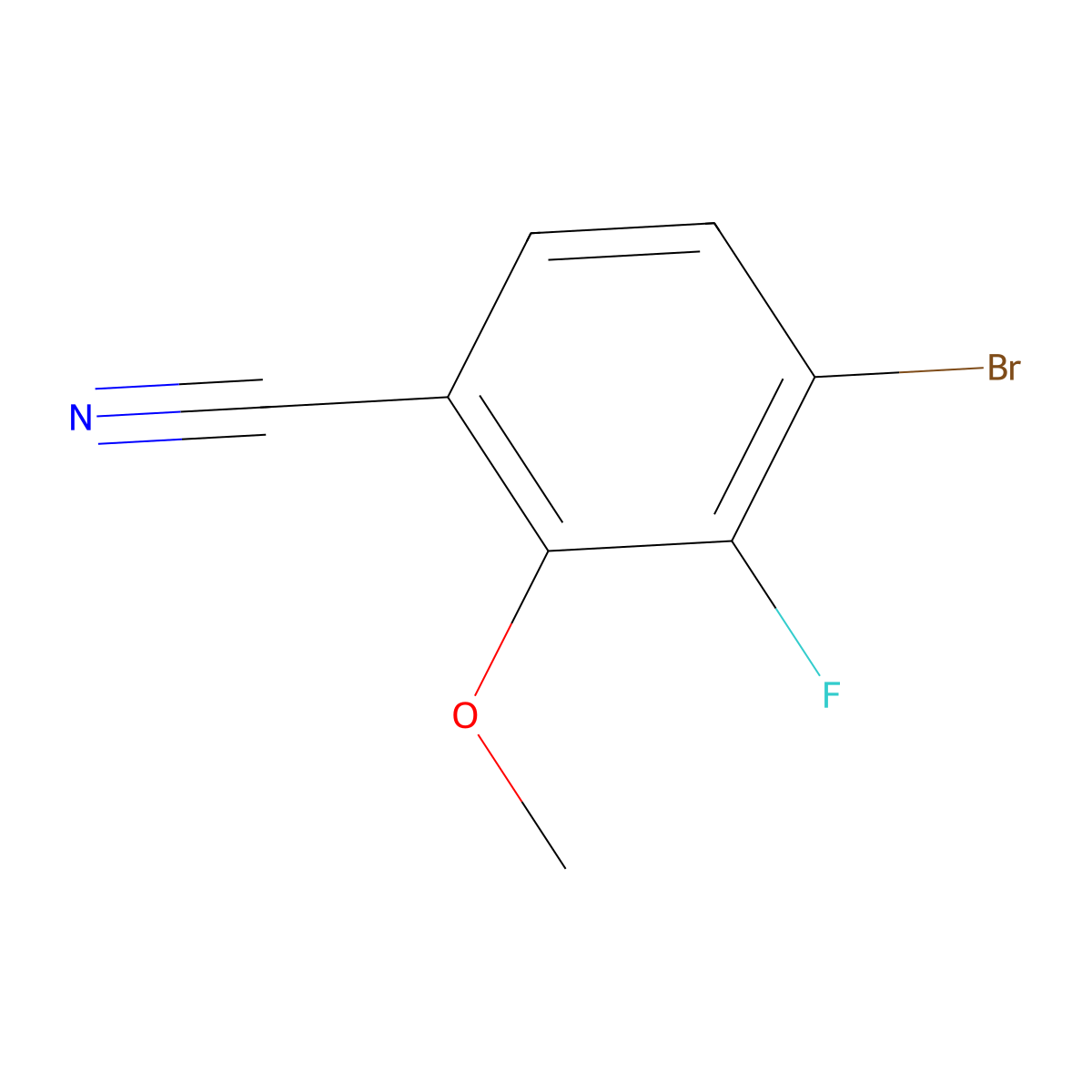 4-Bromo-3-fluoro-2-methoxybenzonitrile molecular structure, CAS 1427452-84-3