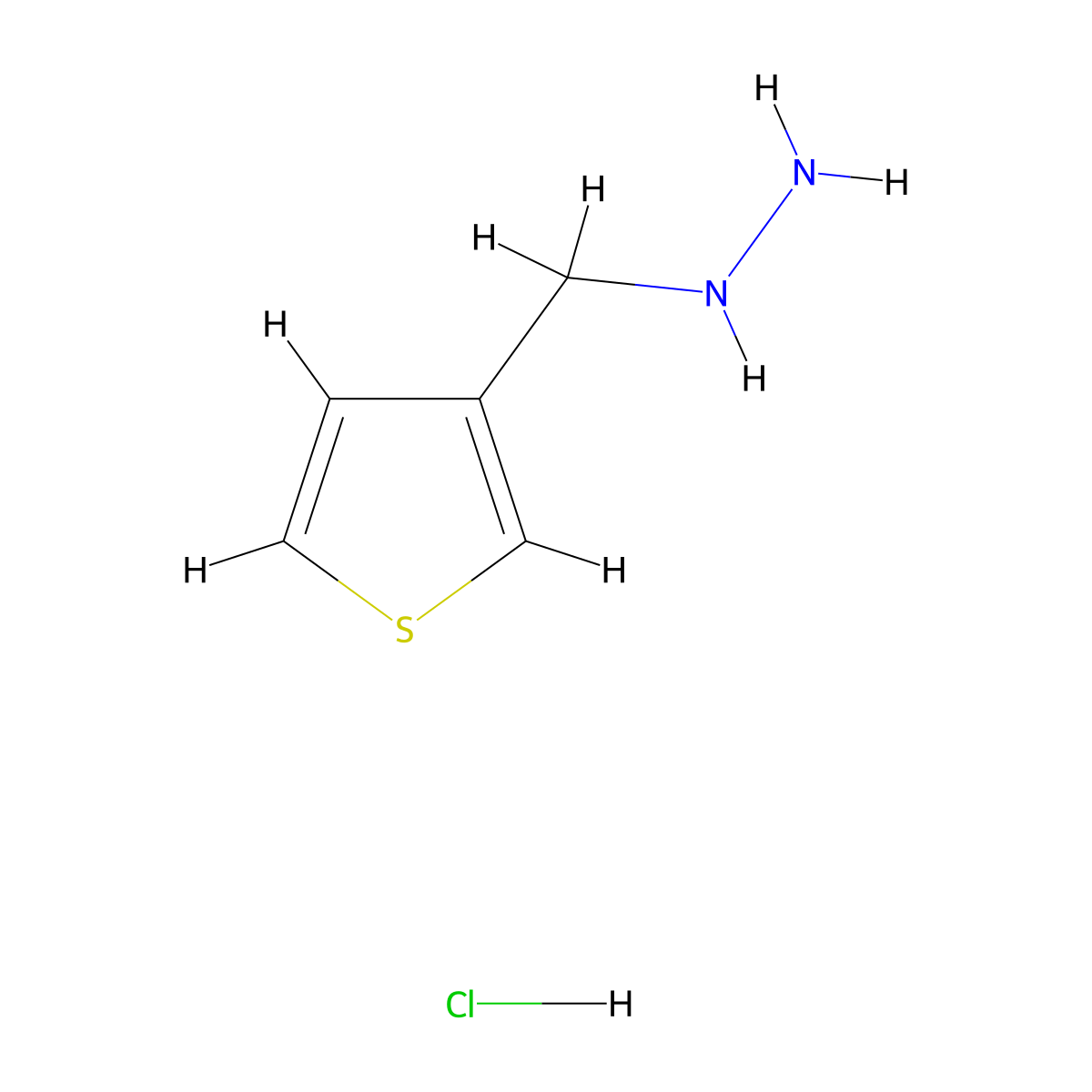((Thiophen-3-yl)methyl)hydrazine hydrochloride molecular structure, CAS 1427454-16-7
