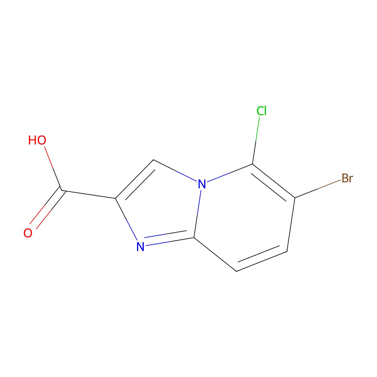 6-Bromo-5-chloro-imidazo[1,2-A]pyridine-2-carboxylic acid molecular structure, CAS 1427454-25-8