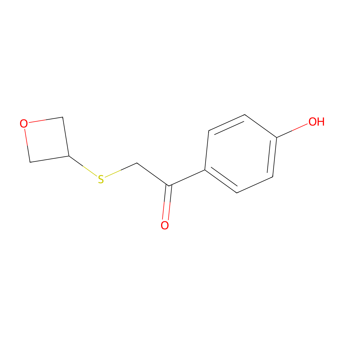 1-(4-Hydroxyphenyl)-2-(oxetan-3-ylthio)ethan-1-one molecular structure, CAS 1427455-64-8