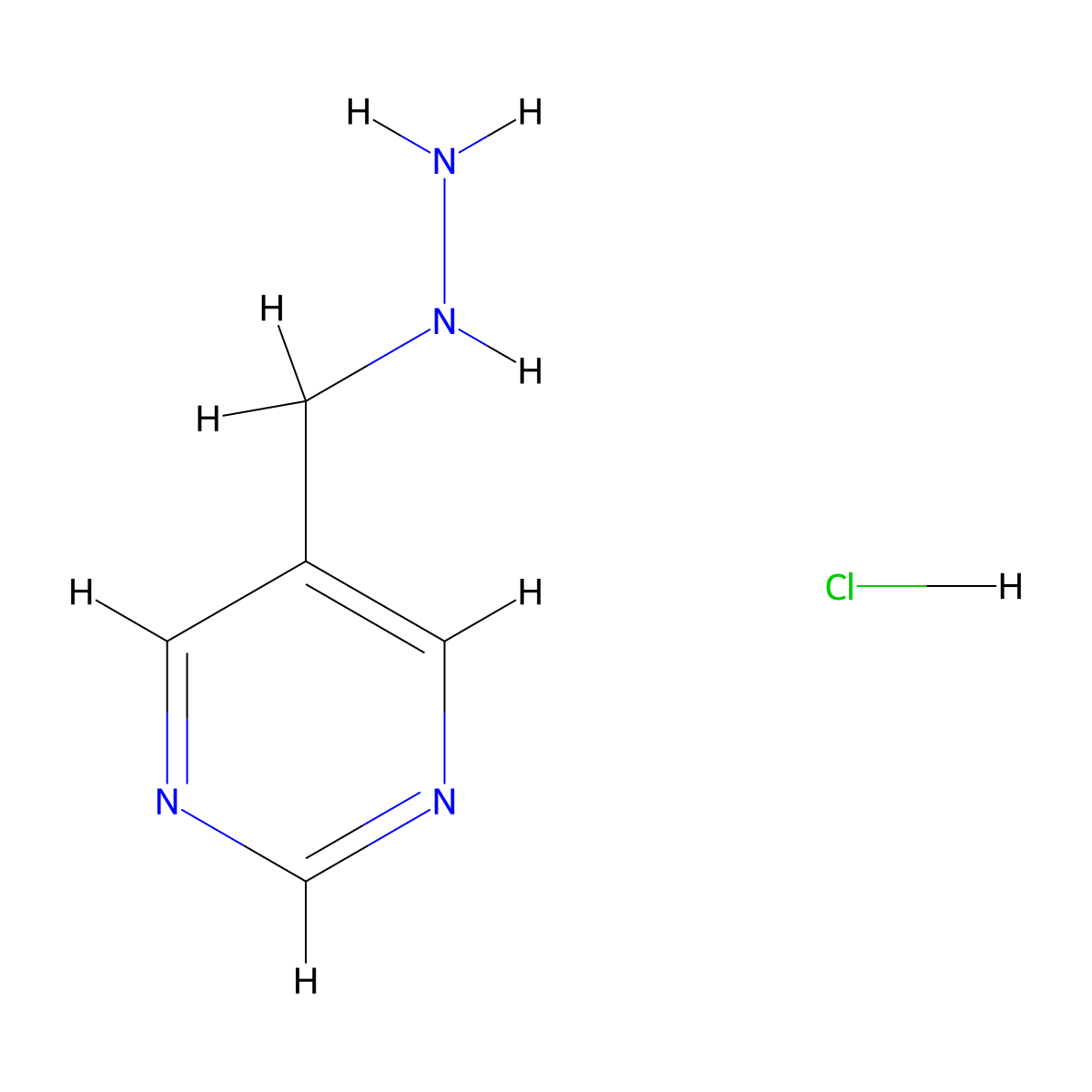 5-(Hydrazinylmethyl)pyrimidine hydrochloride molecular structure, CAS 1427460-13-6