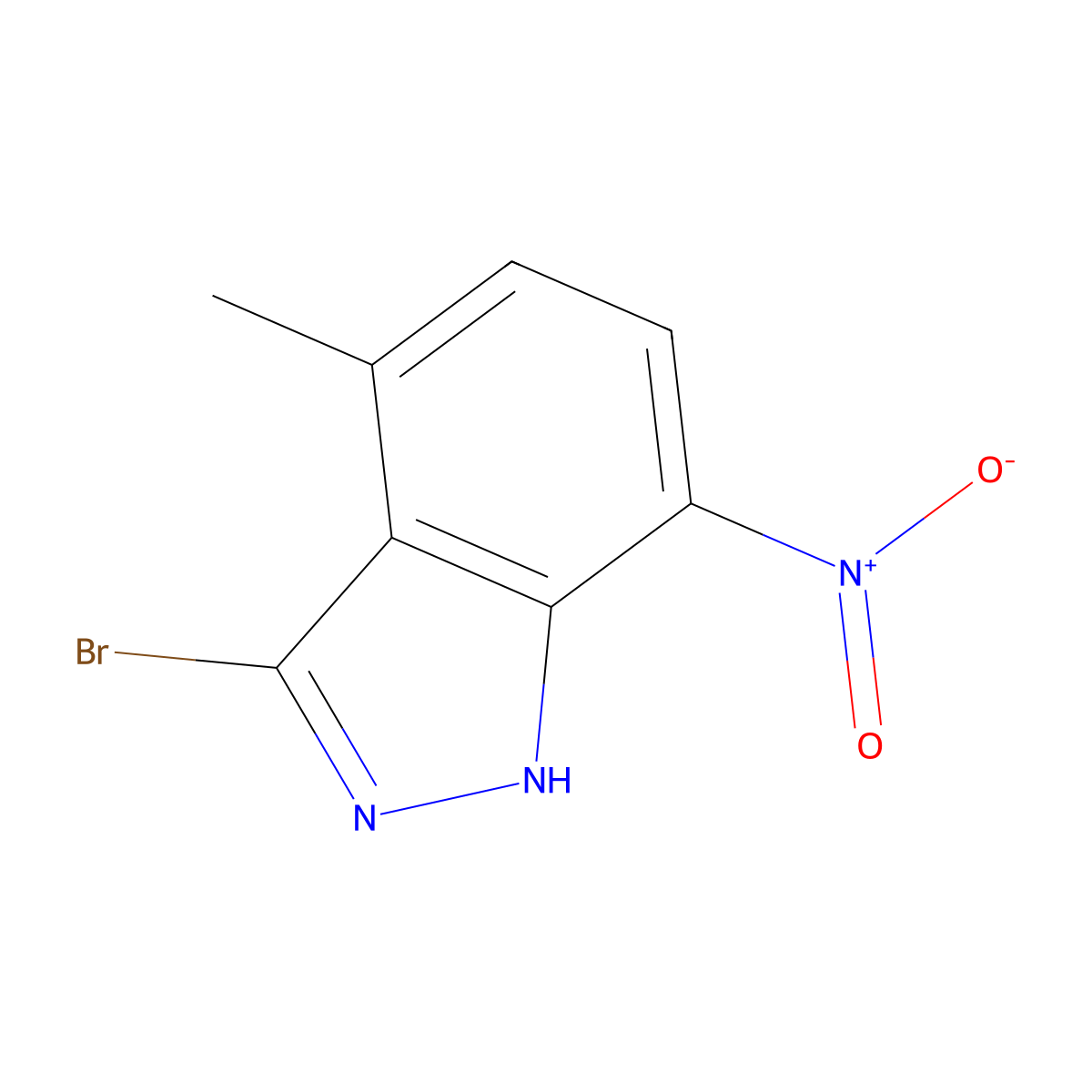 3-bromo-4-methyl-7-nitro-1H-indazole molecular structure, CAS 1427460-21-6