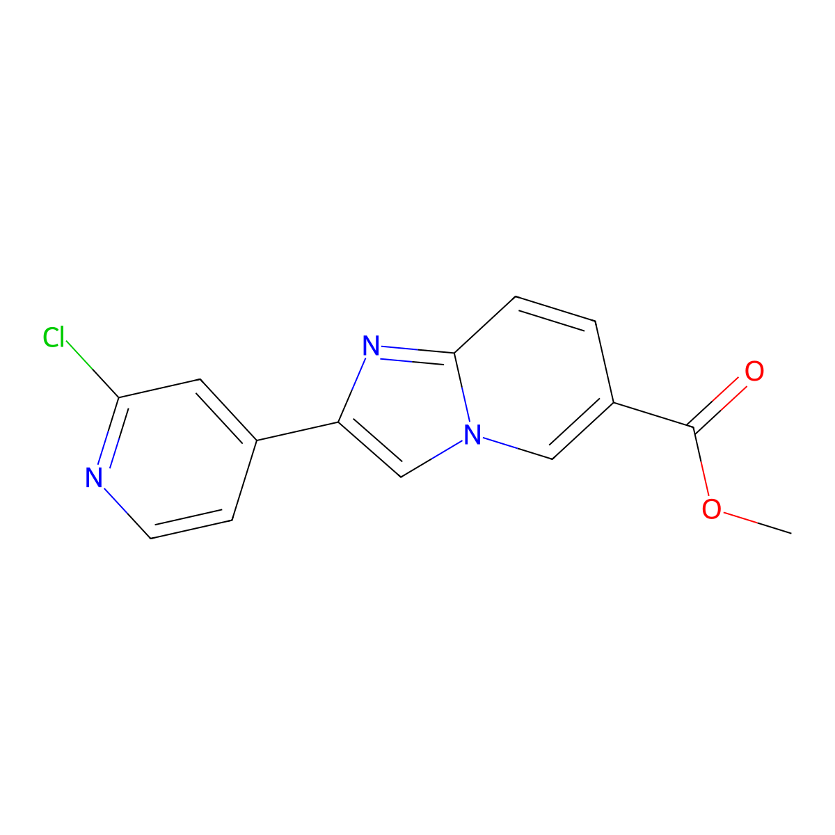 Methyl 2-(2-chloropyridin-4-yl)imidazo[1,2-a]pyridine-6-carboxylate molecular structure, CAS 1427460-24-9