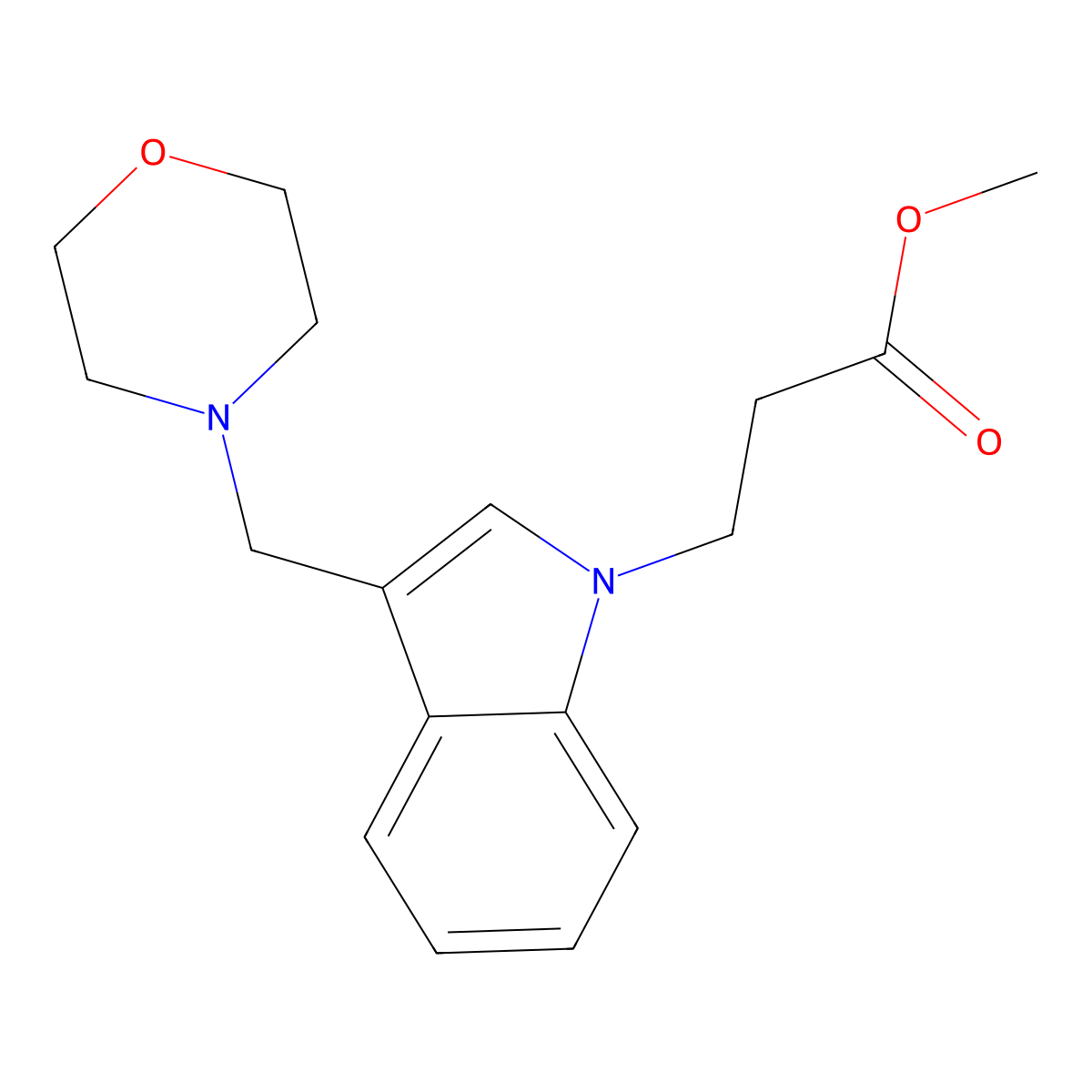 Methyl 3-[3-(morpholin-4-ylmethyl)-1H-indol-1-yl]propanoate molecular structure, CAS 1427460-25-0