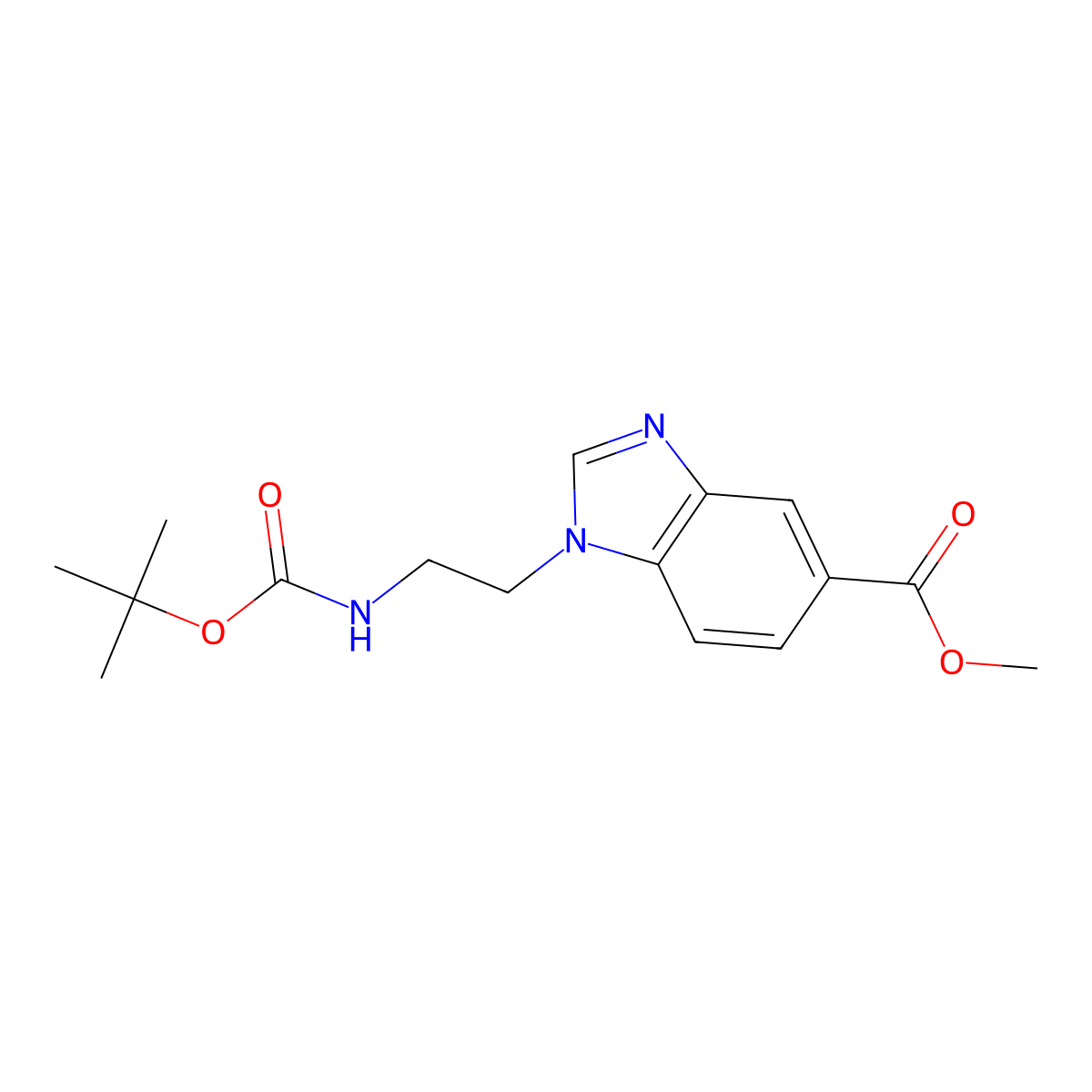 Methyl 1-{2-[(tert-butoxycarbonyl)amino]ethyl}-1H-benzimidazole-5-carboxylate molecular structure, CAS 1427460-26-1