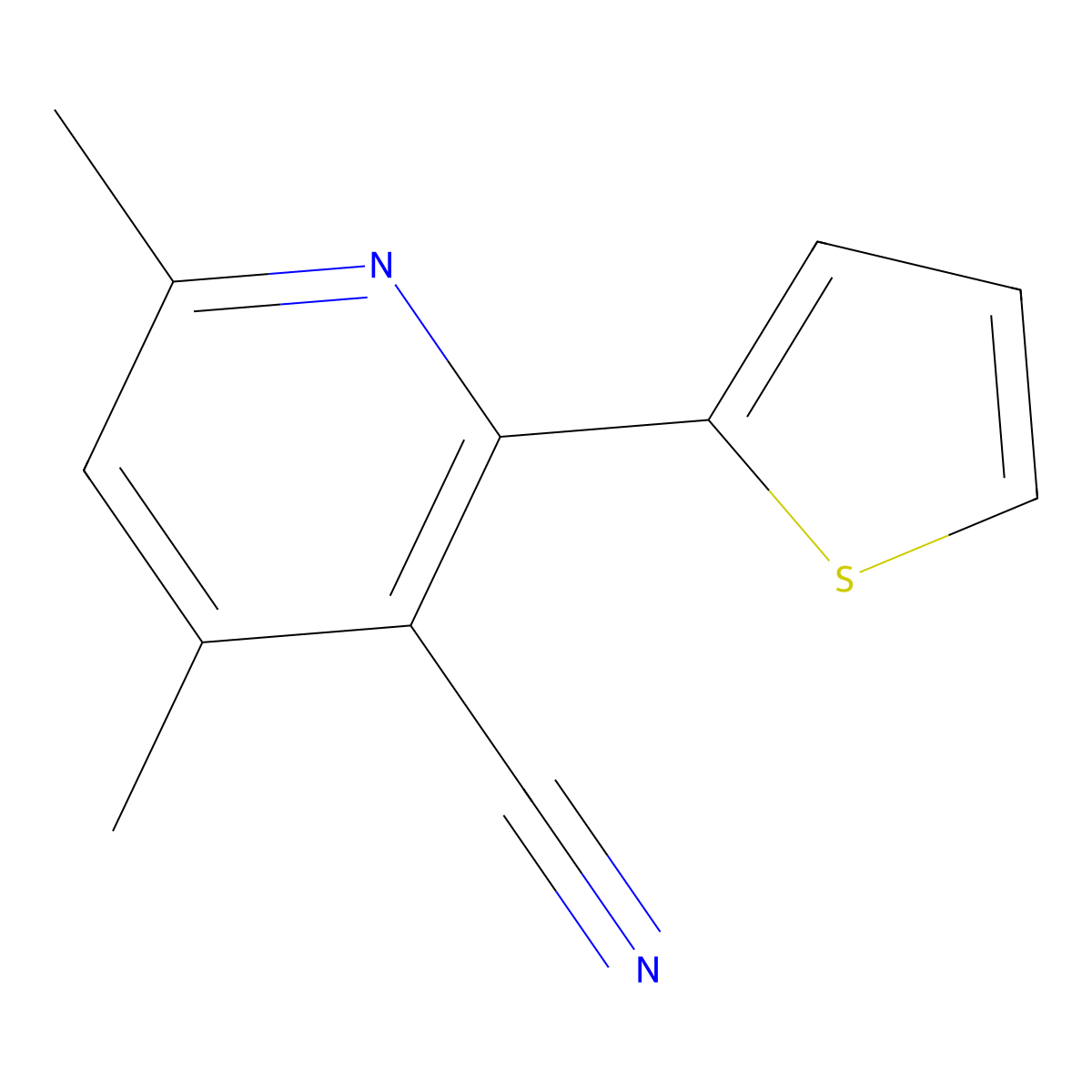 4,6-Dimethyl-2-(thiophen-2-yl)nicotinonitrile molecular structure, CAS 1427460-28-3