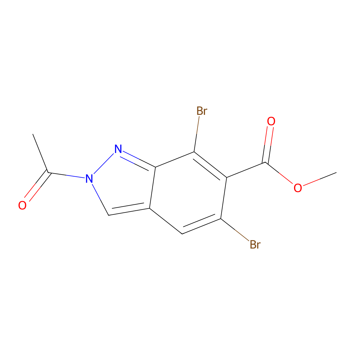 methyl 2-acetyl-5,7-dibromo-2H-indazole-6-carboxylate molecular structure, CAS 1427460-31-8