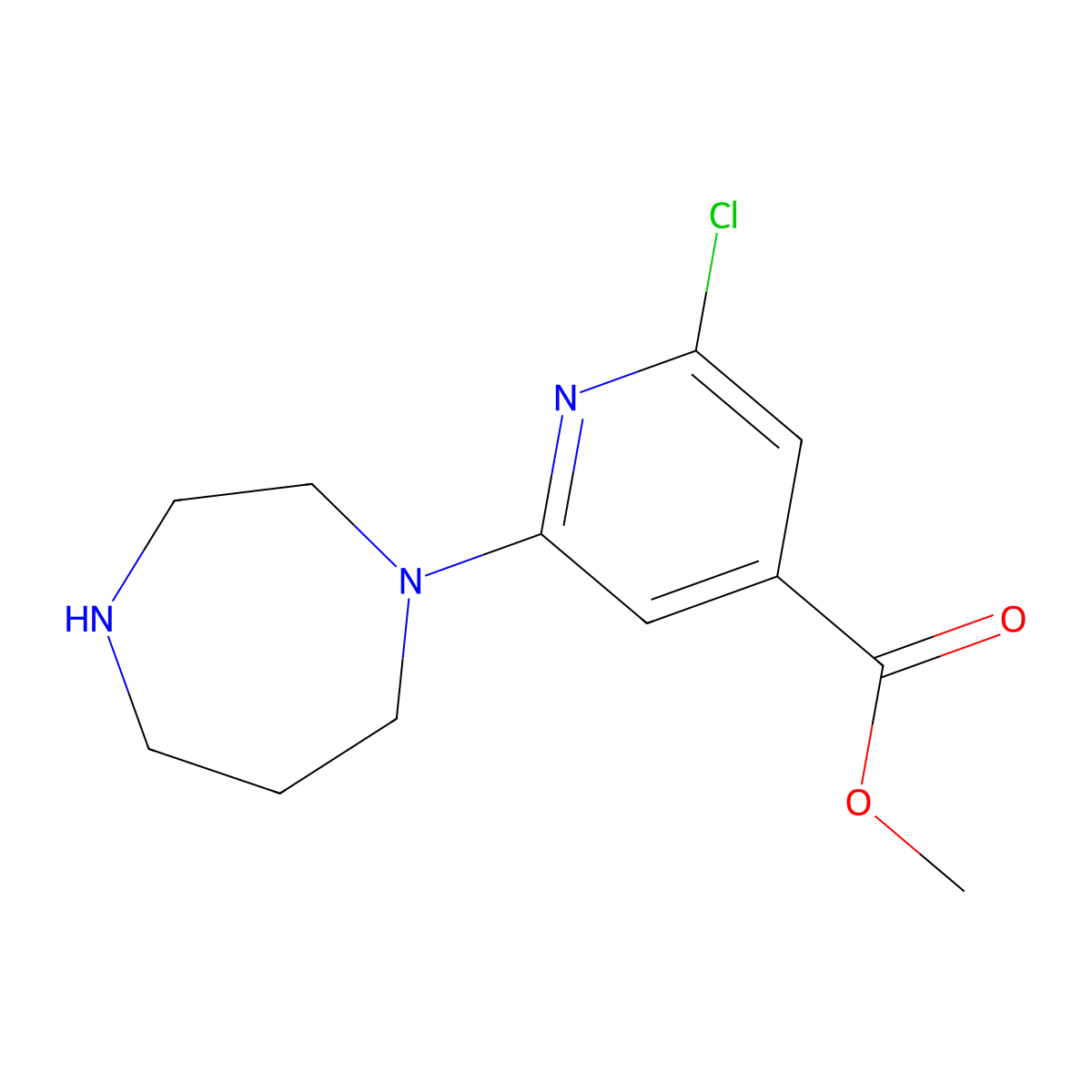 Methyl 2-chloro-6-(1,4-diazepan-1-yl)isonicotinate molecular structure, CAS 1427460-33-0