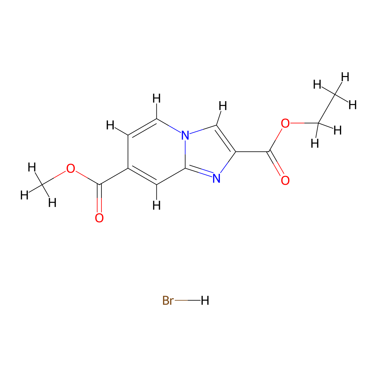 2-Ethyl 7-methyl imidazo[1,2-a]pyridine-2,7-dicarboxylate hydrobromide molecular structure, CAS 1427460-34-1