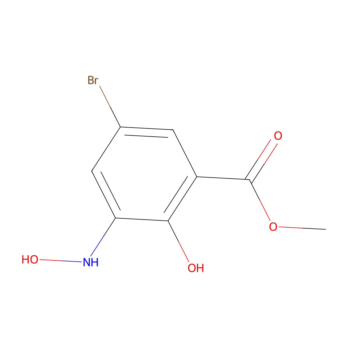 Methyl 5-bromo-2-hydroxy-3-(hydroxyamino)benzoate molecular structure, CAS 1427460-43-2