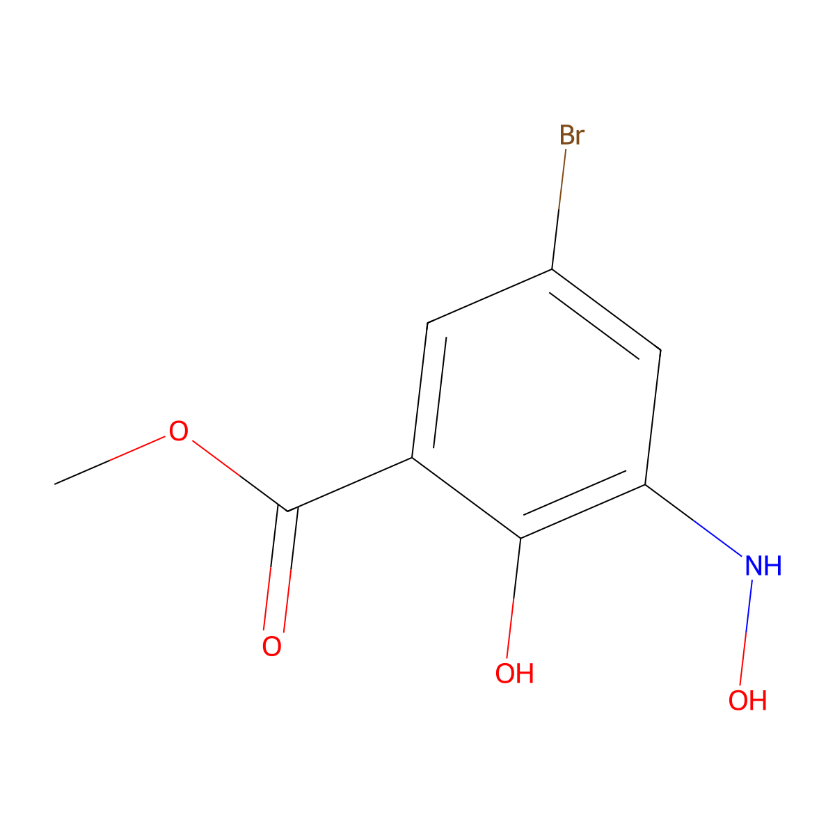 Methyl 5-bromo-2-hydroxy-3-(hydroxyamino)benzoate molecular structure, CAS 1427460-43-2