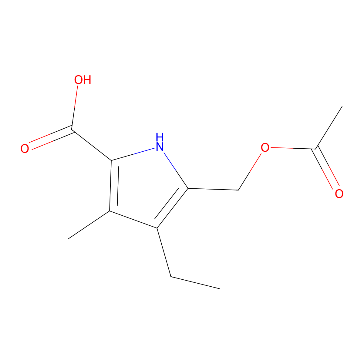 5-[(Acetyloxy)methyl]-4-ethyl-3-methyl-1H-pyrrole-2-carboxylic acid molecular structure, CAS 1427460-46-5