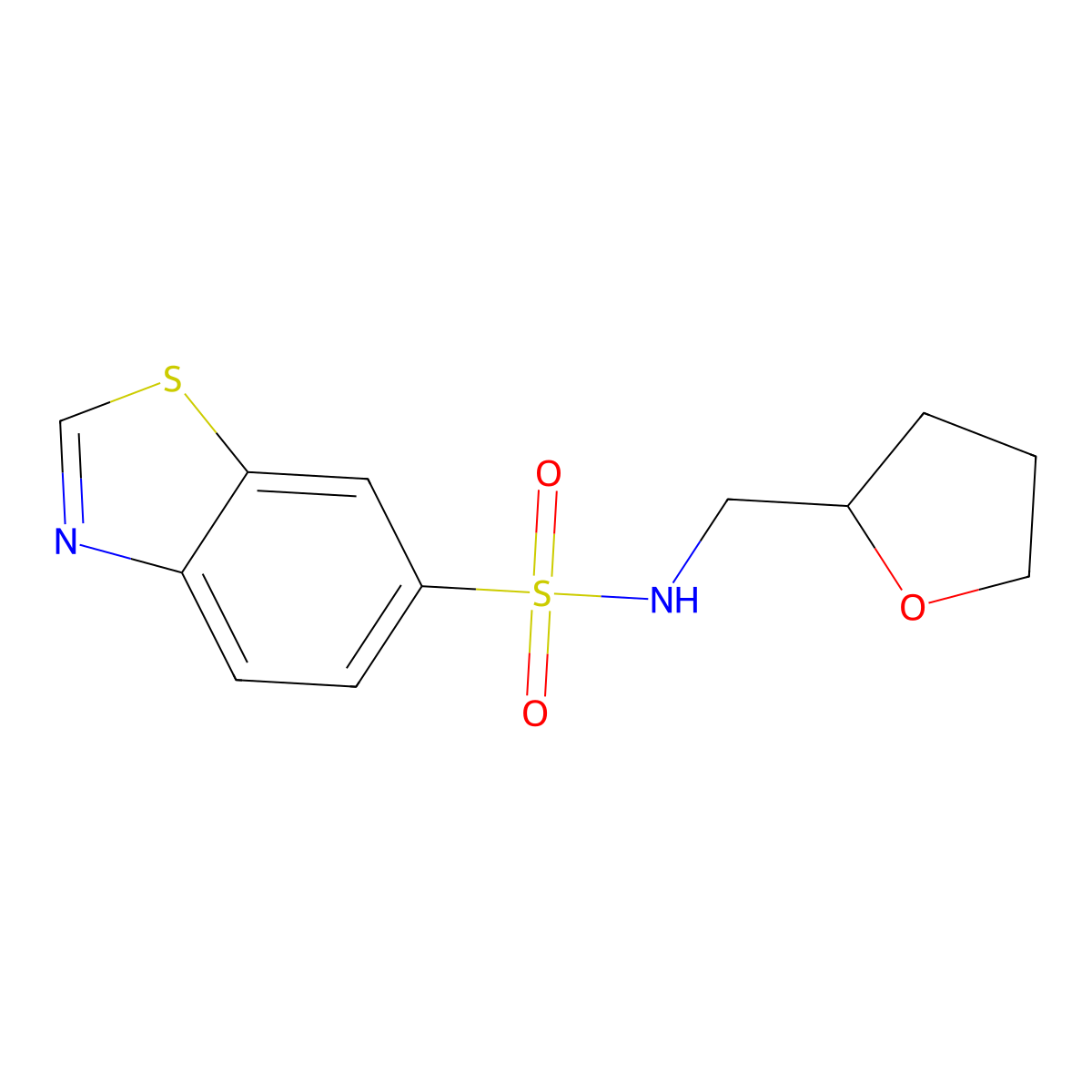 N-(Tetrahydrofuran-2-ylmethyl)-1,3-benzothiazole-6-sulfonamide molecular structure, CAS 1427460-47-6