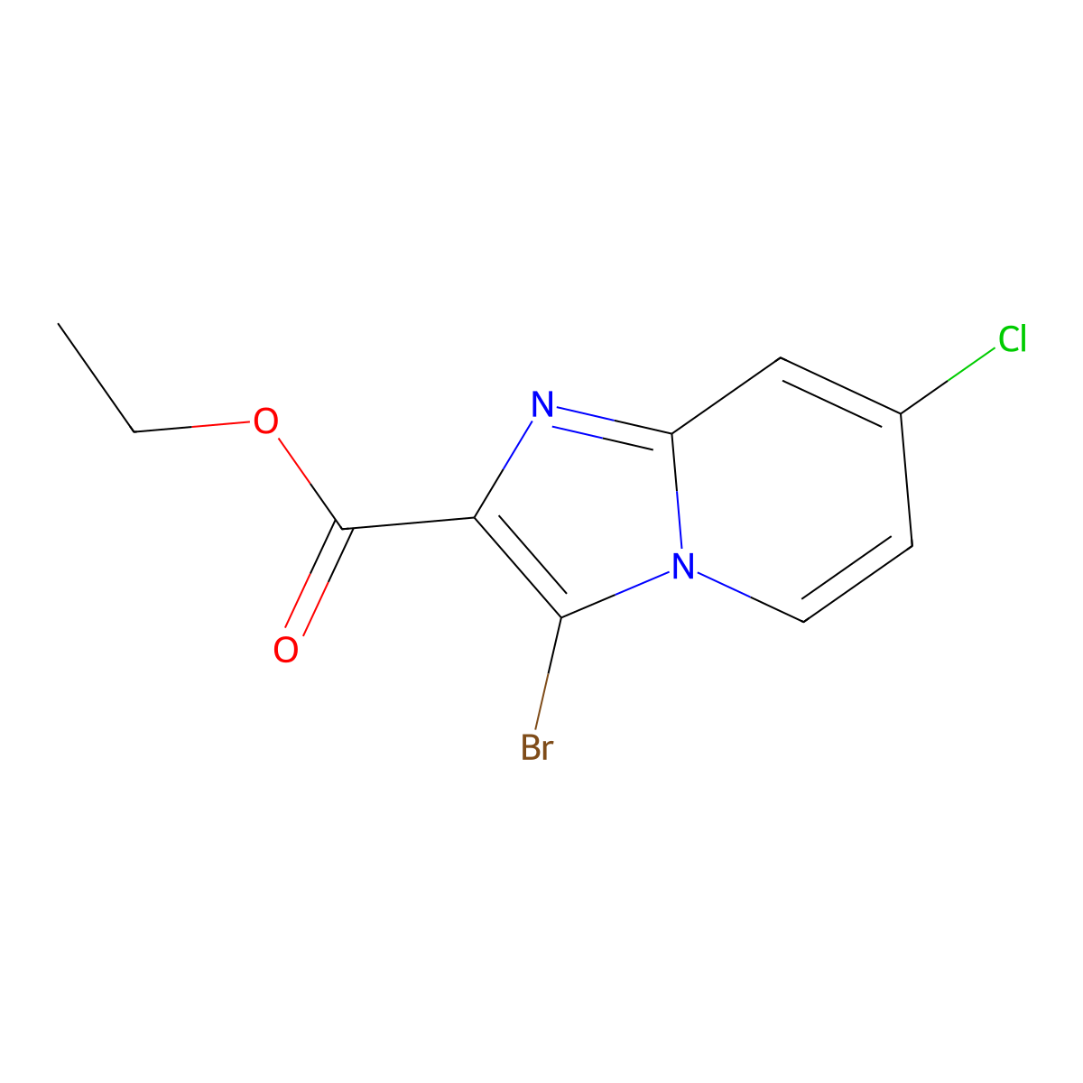 Ethyl 3-bromo-7-chloroimidazo[1,2-a]pyridine-2-carboxylate molecular structure, CAS 1427460-50-1