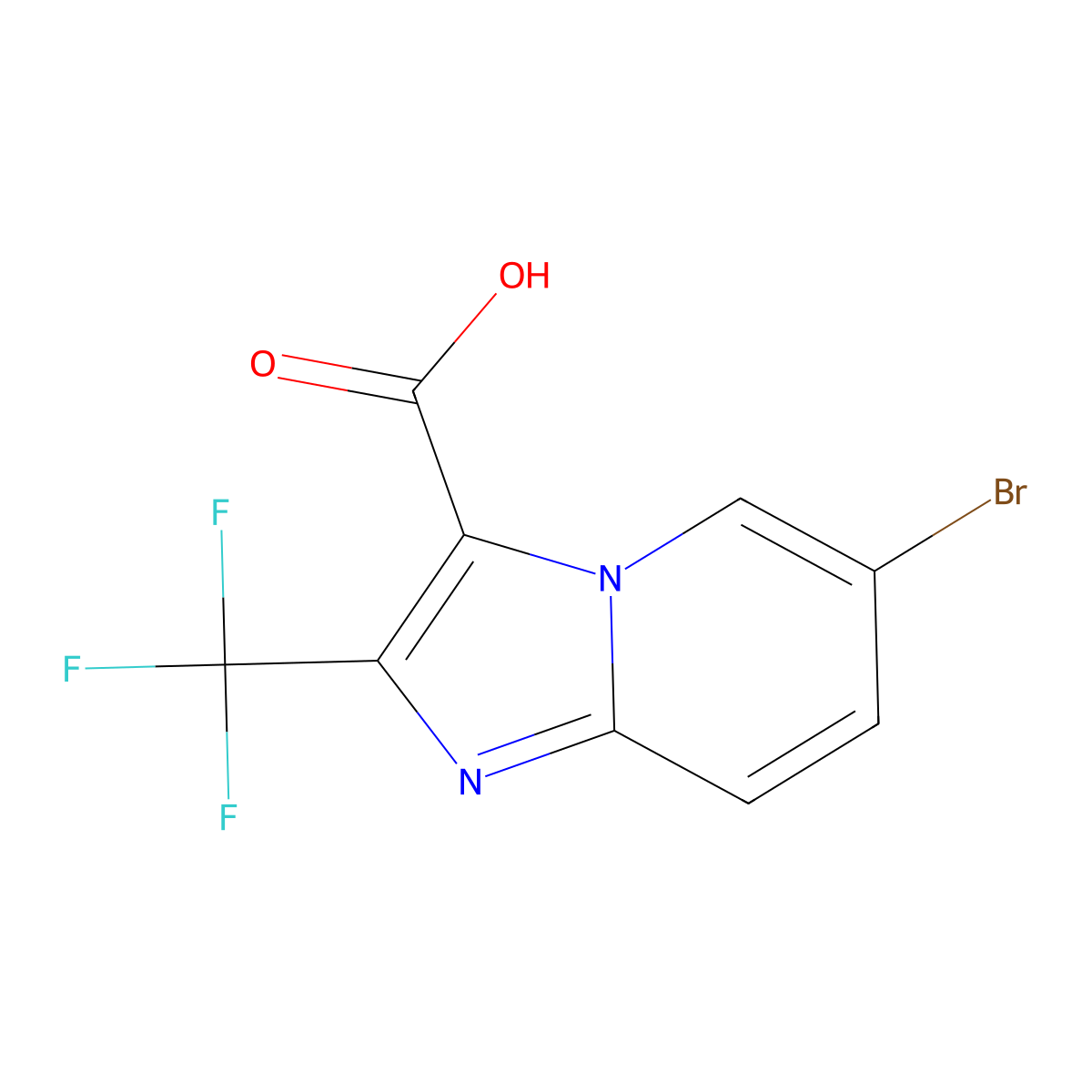 6-Bromo-2-(trifluoromethyl)imidazo[1,2-a]pyridine-3-carboxylic acid molecular structure, CAS 1427460-57-8
