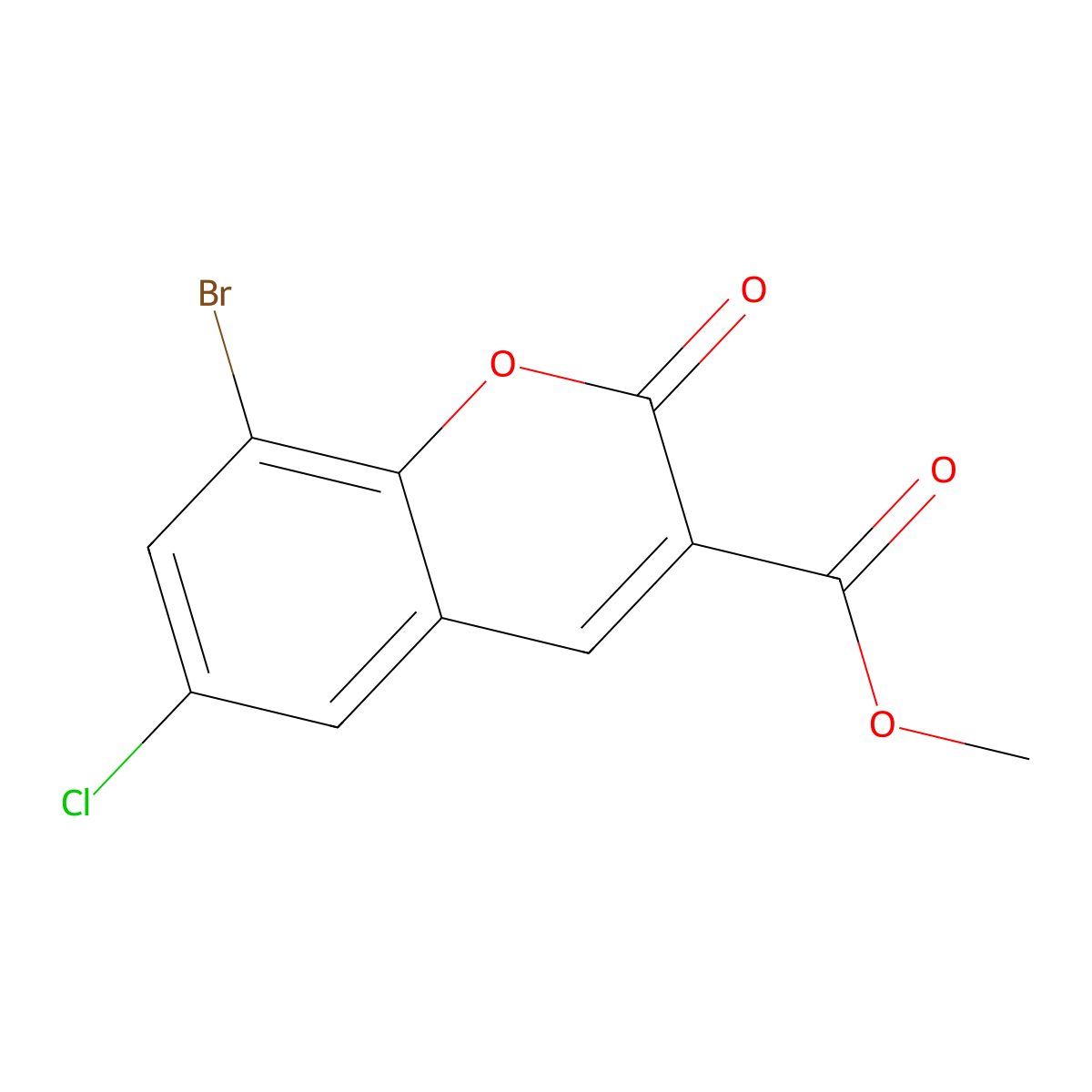Methyl 8-bromo-6-chloro-2-oxo-2H-chromene-3-carboxylate molecular structure, CAS 1427460-59-0