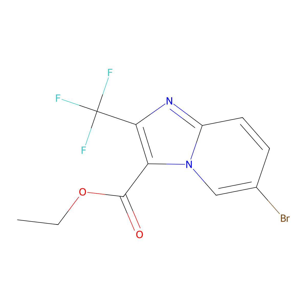 Ethyl 6-bromo-2-(trifluoromethyl)imidazo[1,2-a]pyridine-3-carboxylate molecular structure, CAS 1427460-68-1