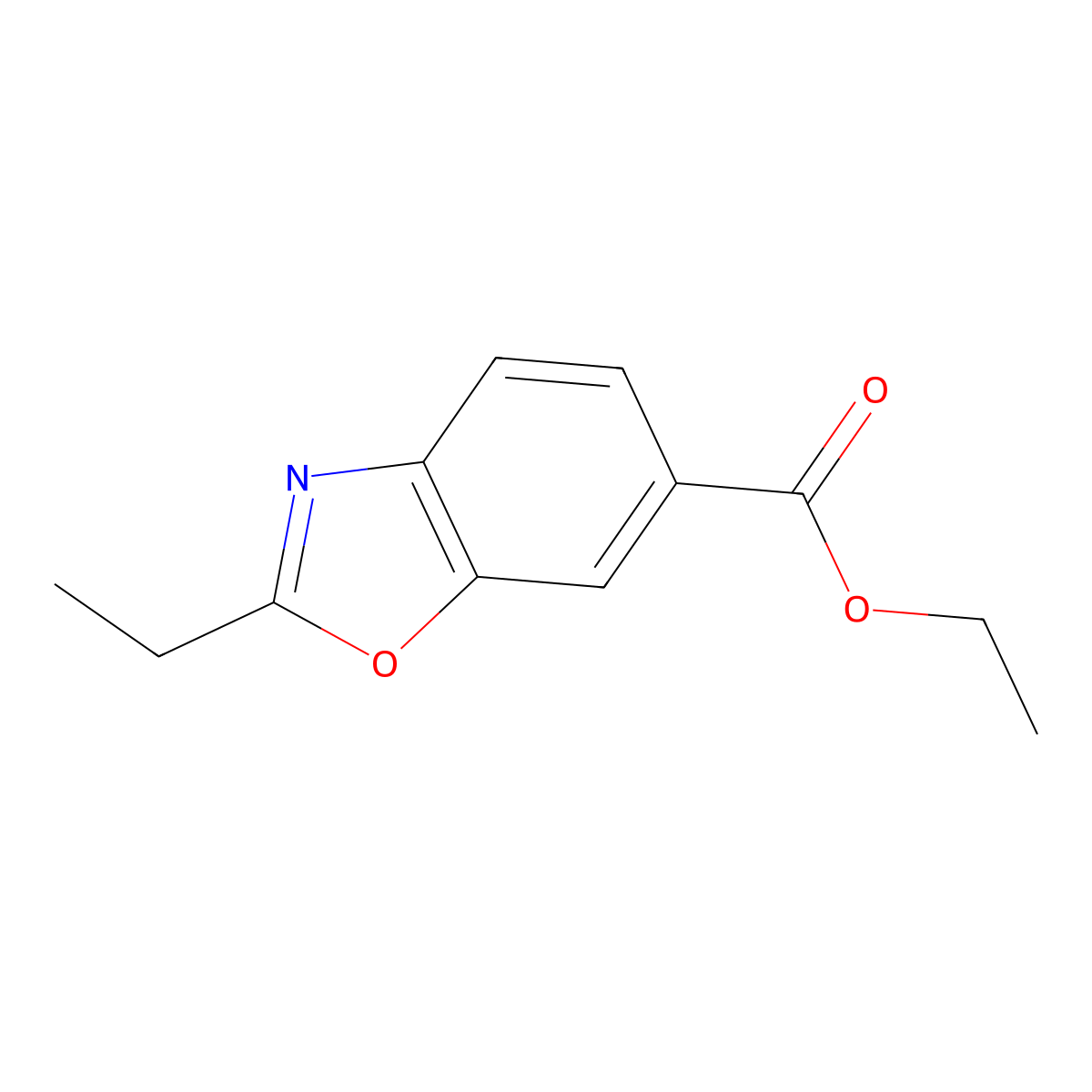 Ethyl 2-ethyl-1,3-benzoxazole-6-carboxylate molecular structure, CAS 1427460-80-7
