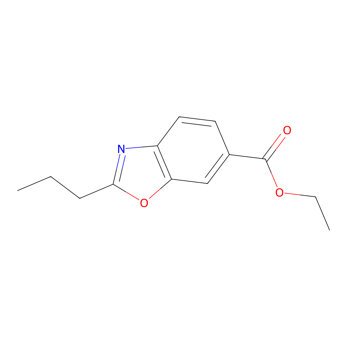 Ethyl 2-propyl-1,3-benzoxazole-6-carboxylate molecular structure, CAS 1427460-83-0
