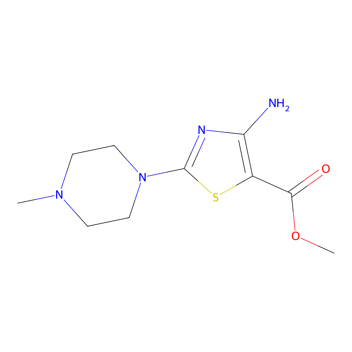 Methyl 4-amino-2-(4-methylpiperazin-1-yl)-1,3-thiazole-5-carboxylate molecular structure, CAS 1427460-91-0