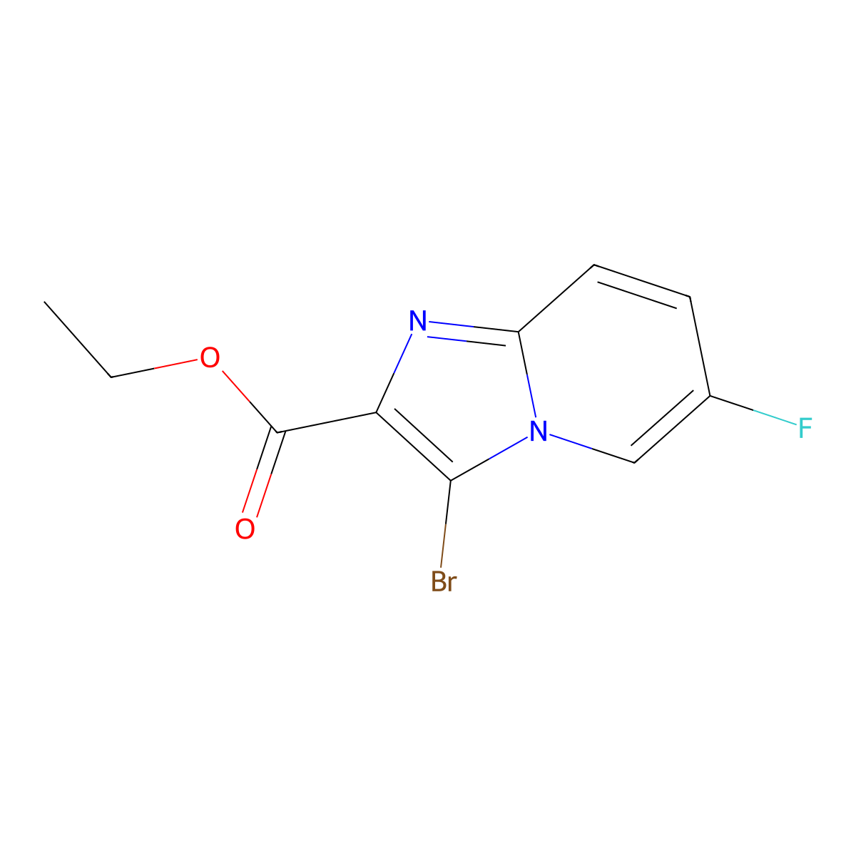 Ethyl 3-bromo-6-fluoroimidazo[1,2-a]pyridine-2-carboxylate molecular structure, CAS 1427460-92-1