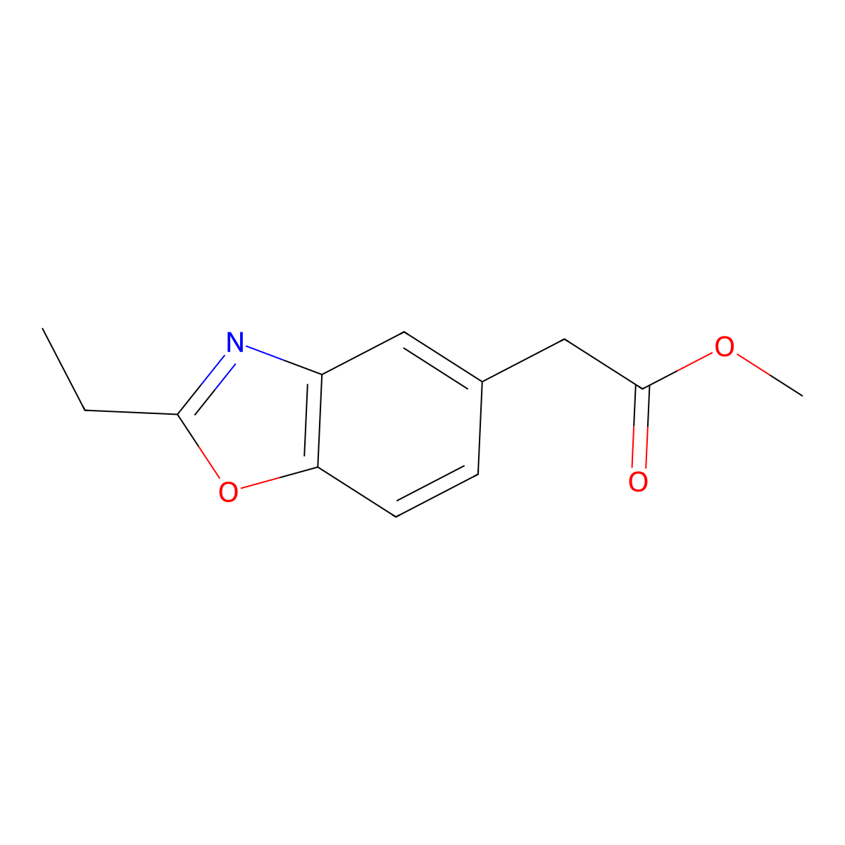 Methyl (2-ethyl-1,3-benzoxazol-5-yl)acetate molecular structure, CAS 1427460-94-3