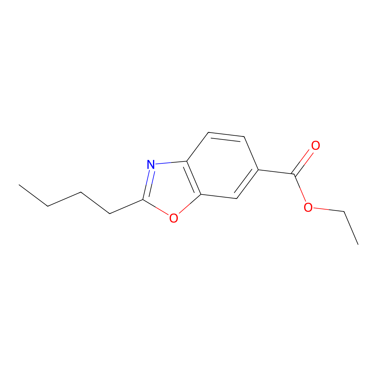 Ethyl 2-butyl-1,3-benzoxazole-6-carboxylate molecular structure, CAS 1427461-03-7
