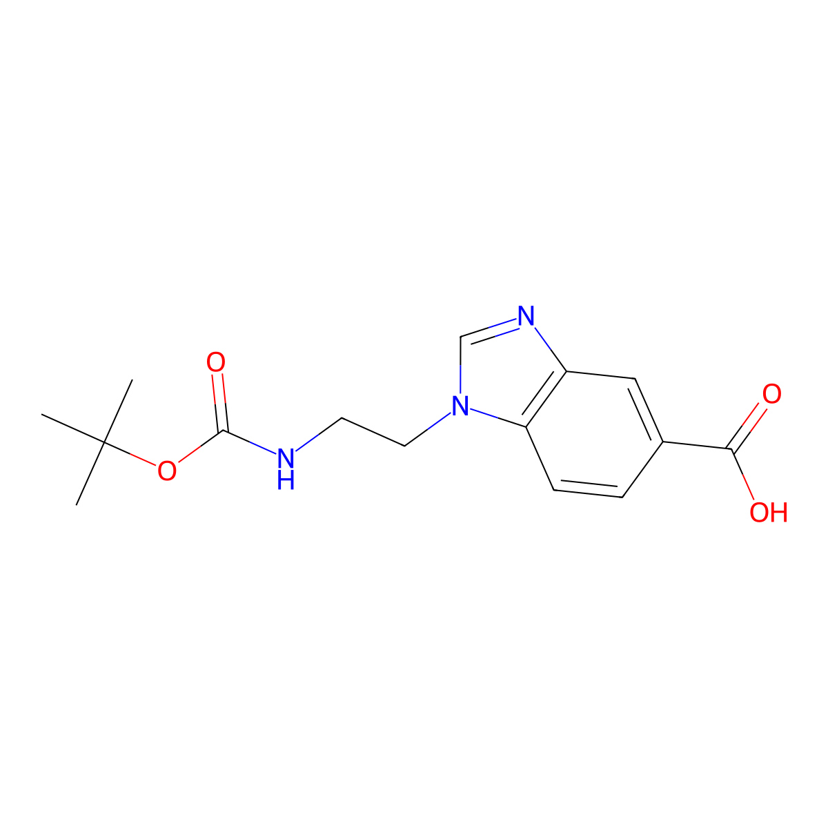 1-{2-[(tert-Butoxycarbonyl)amino]ethyl}-1H-benzimidazole-5-carboxylic acid molecular structure, CAS 1427461-04-8
