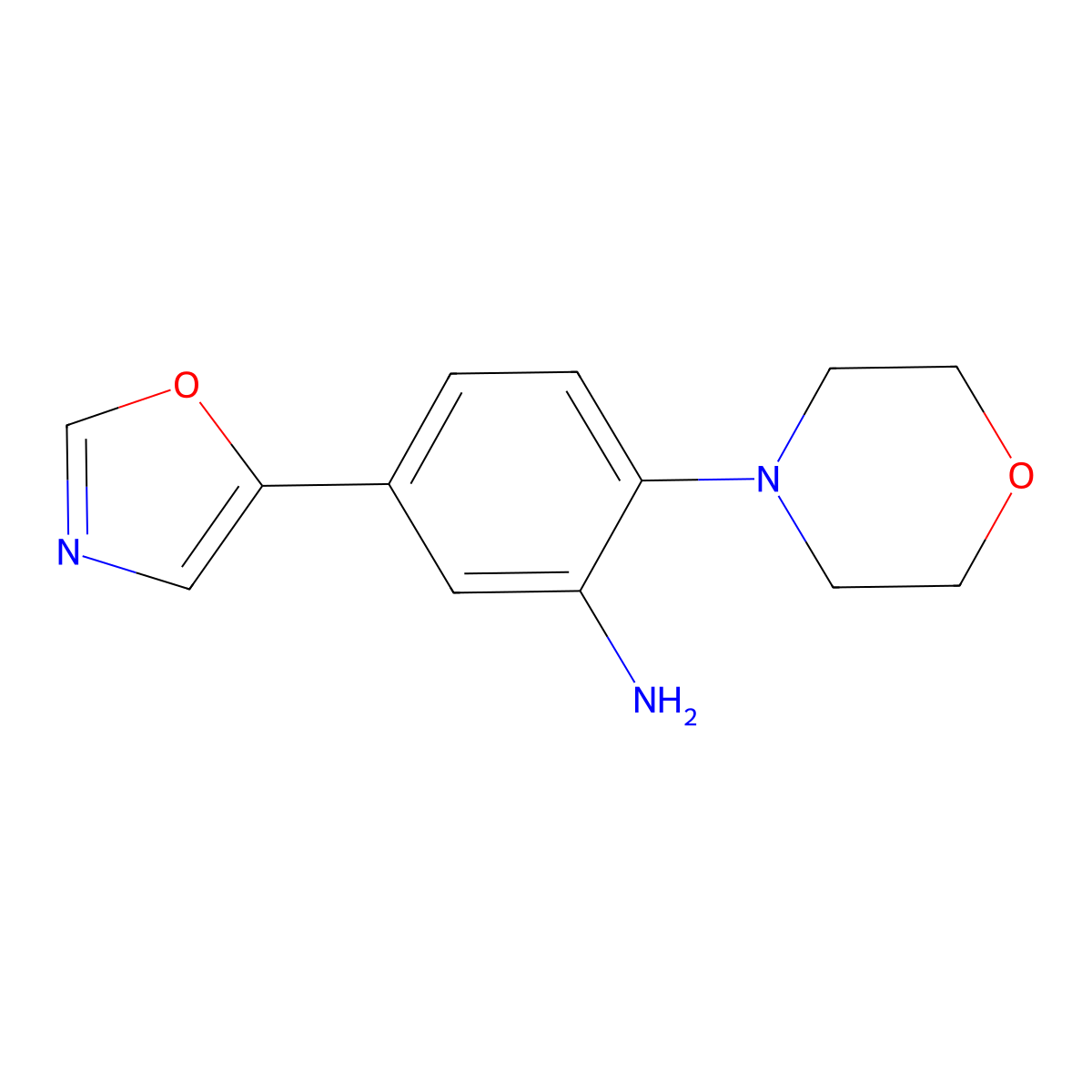 2-Morpholin-4-yl-5-(1,3-oxazol-5-yl)aniline molecular structure, CAS 1427461-08-2