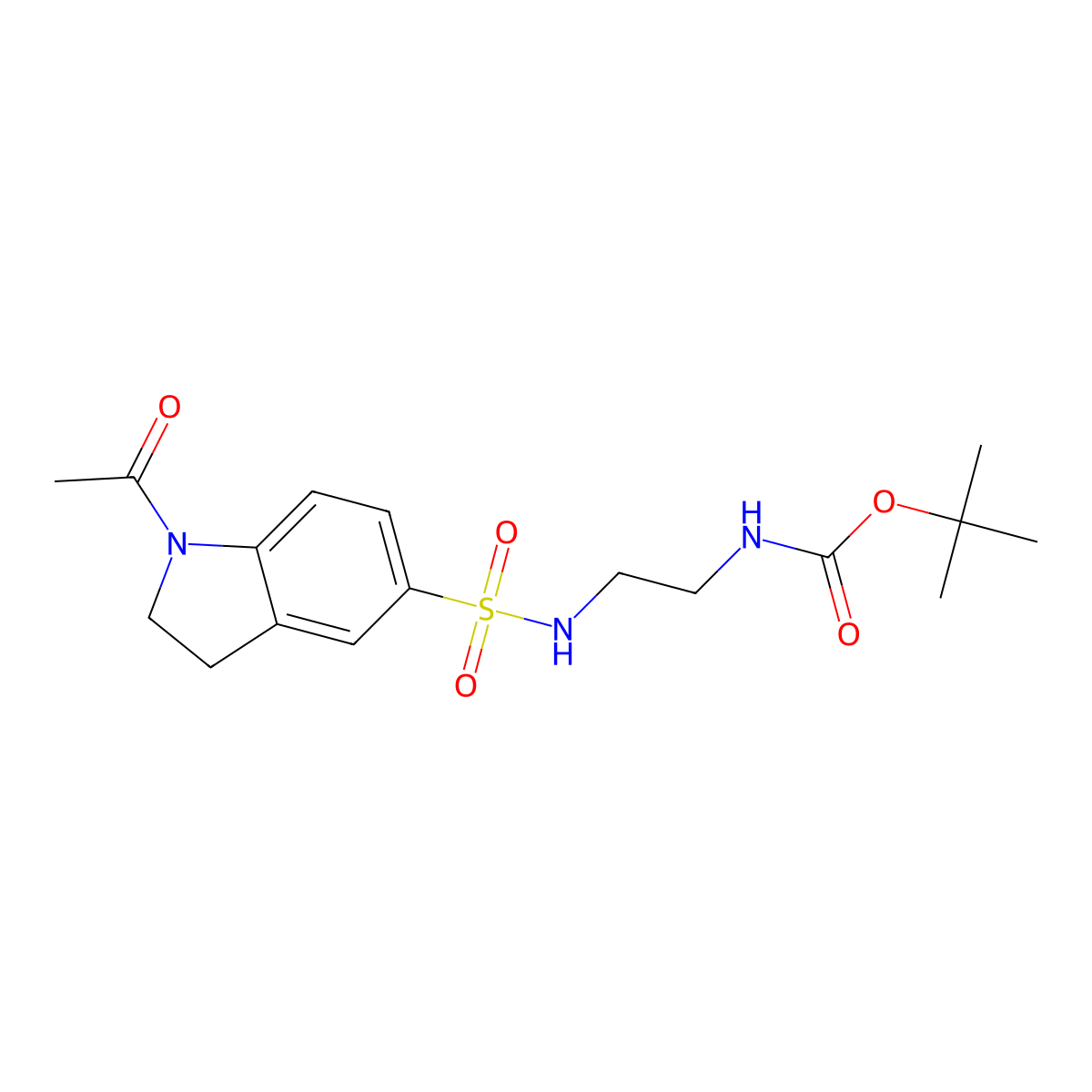 t-Butyl 2-{[(1-acetyl-2,3-dihydro-1H-indol-5-yl)sulfonyl]amino}ethylcarboxylate molecular structure, CAS 1427461-09-3