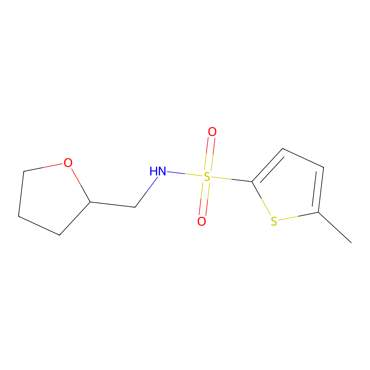 5-Methyl-N-((tetrahydrofuran-2-yl)methyl)thiophene-2-sulfonamide molecular structure, CAS 1427461-11-7