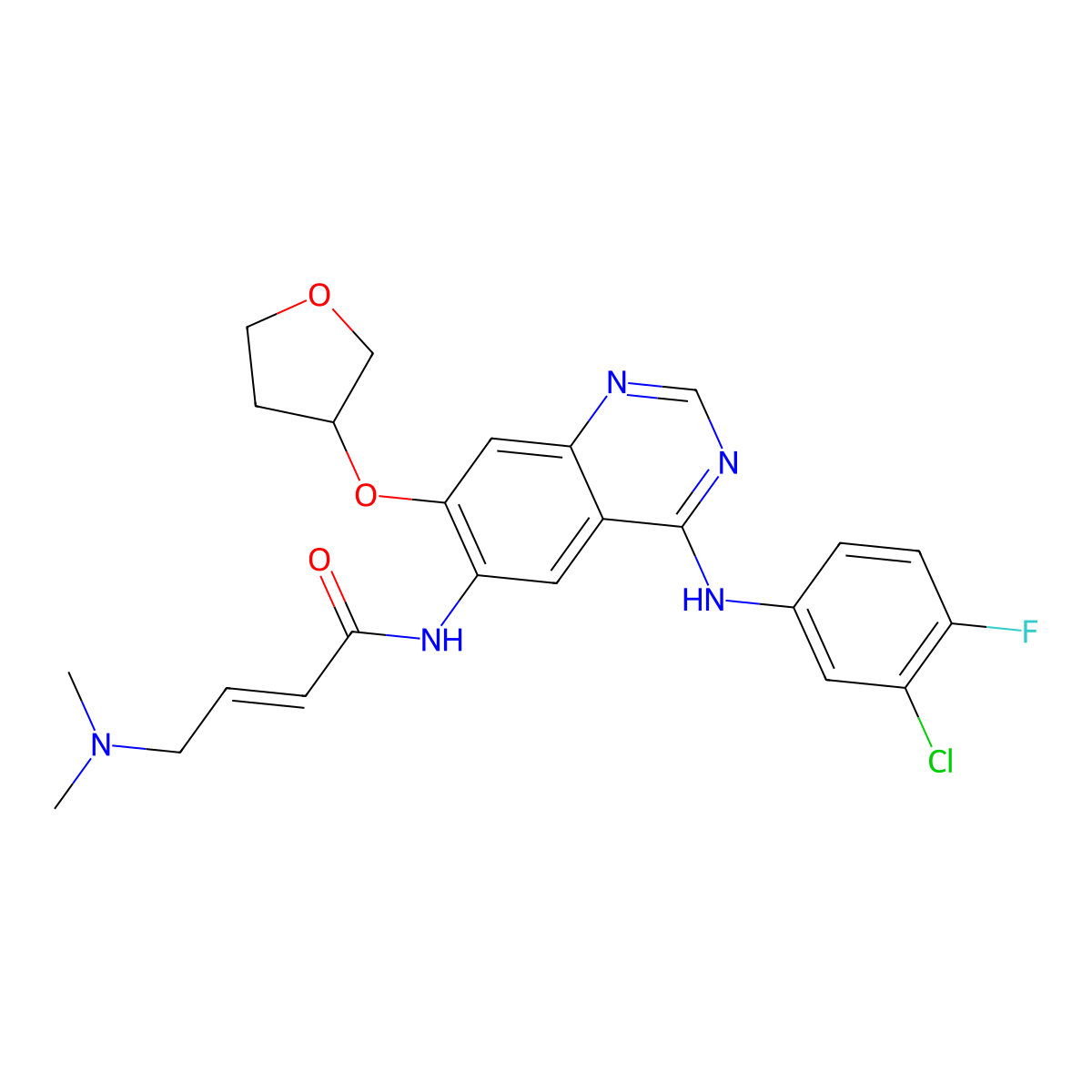 N-[4-[(3-chloro-4-fluorophenyl)amino]-7-[[(3S)-tetrahydro-3-furanyl]oxy]-6-quinazolinyl]-4-(dimethylamino)-2-Butenamide molecular structure, CAS 1427463-78-2