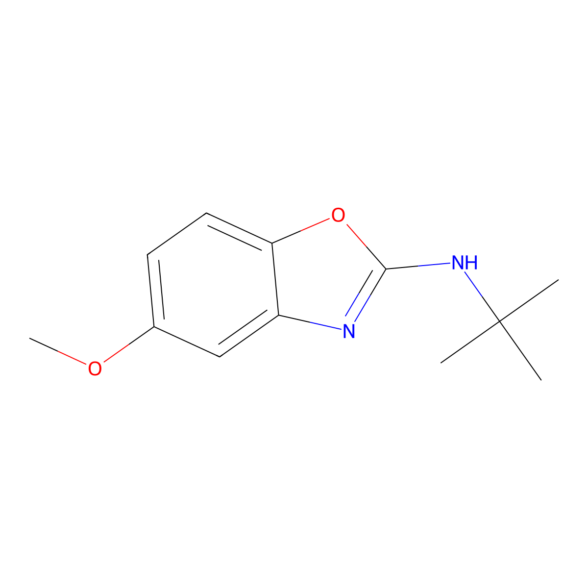 N-tert-butyl-5-methoxy-1,3-benzoxazol-2-amine molecular structure, CAS 1427468-65-2