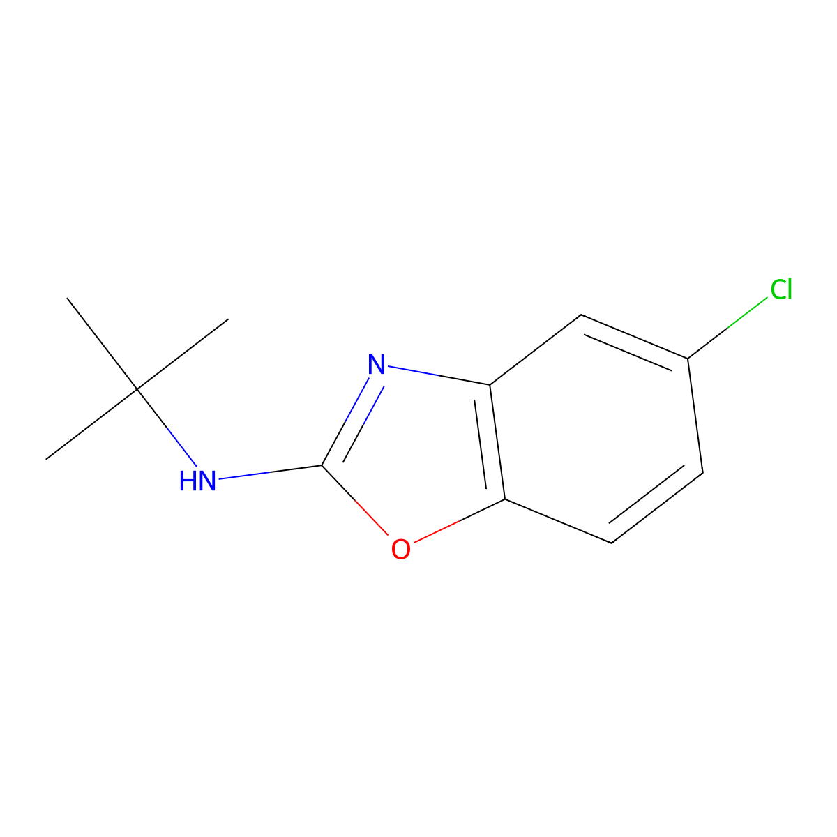 N-tert-butyl-5-chloro-1,3-benzoxazol-2-amine molecular structure, CAS 1427468-69-6