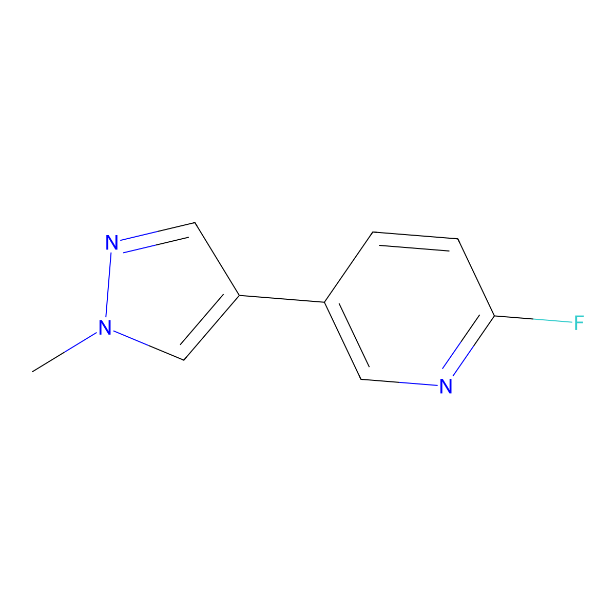 2-fluoro-5-(1-methyl-1H-pyrazol-4-yl)pyridine molecular structure, CAS 1427473-70-8
