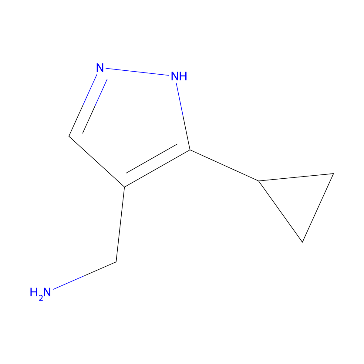 (3-Cyclopropyl-1H-pyrazol-4-yl)methanamine molecular structure, CAS 1427498-33-6
