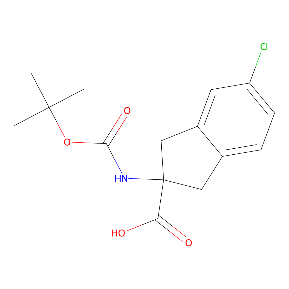 2-(Boc-amino)-5-chloro-2,3-dihydro-1H-indene-2-carboxylic acid molecular structure, CAS 1427501-69-6