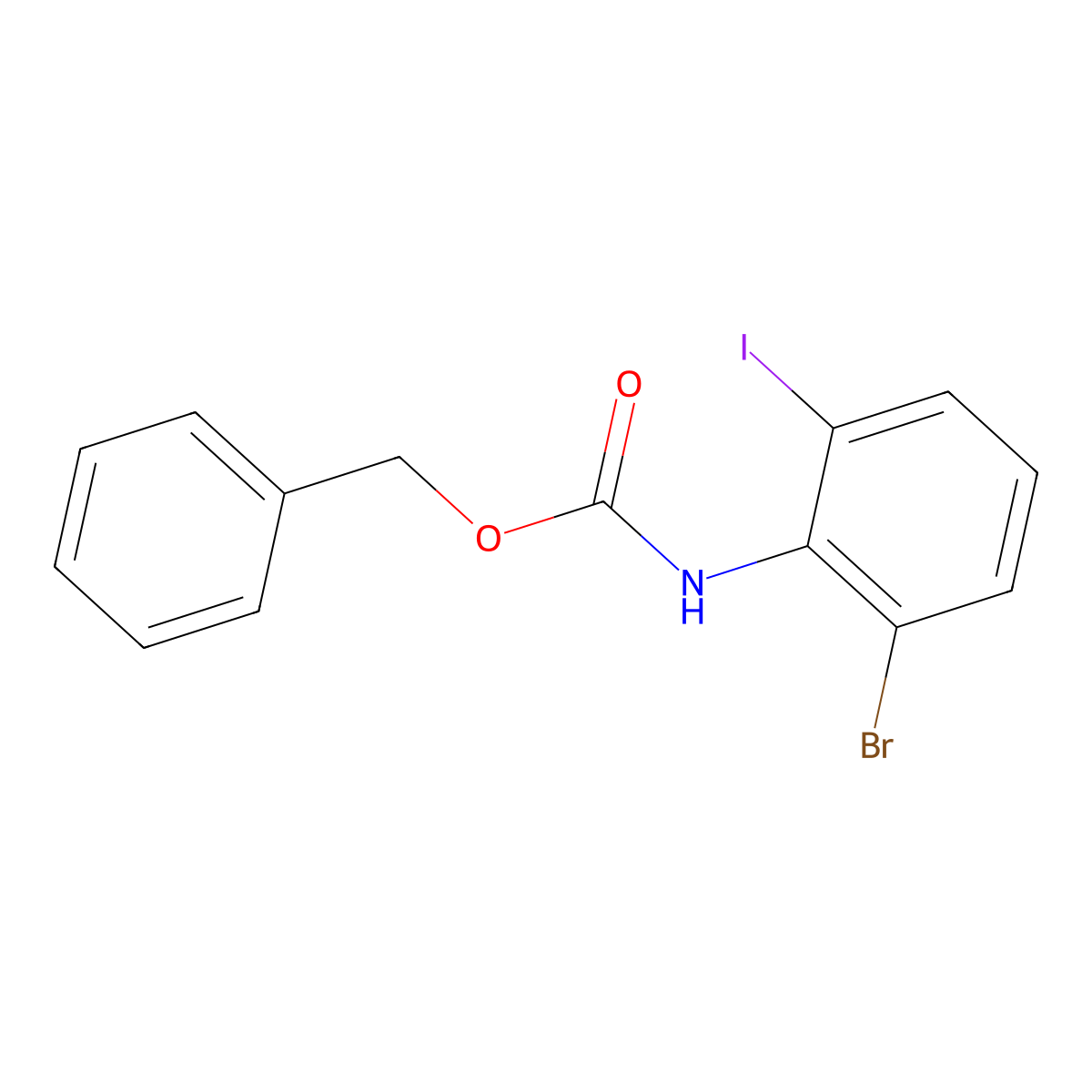 Benzyl (2-bromo-6-iodophenyl)carbamate molecular structure, CAS 1427501-71-0