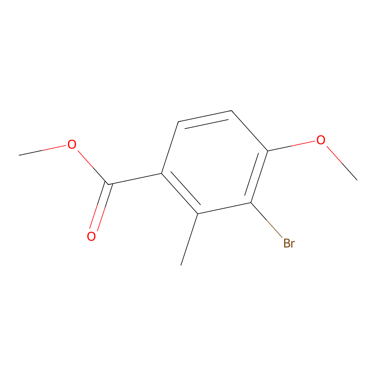 Methyl 3-bromo-4-methoxy-2-methylbenzoate molecular structure, CAS 1427501-73-2