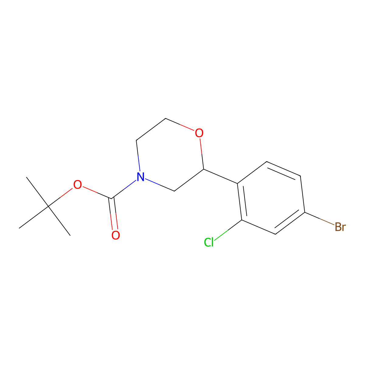 Tert-butyl 2-(4-bromo-2-chlorophenyl)morpholine-4-carboxylate molecular structure, CAS 1427501-87-8