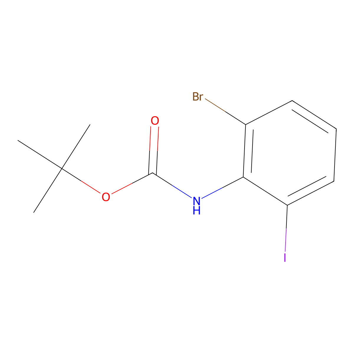 Tert-butyl (2-bromo-6-iodophenyl)carbamate molecular structure, CAS 1427502-08-6