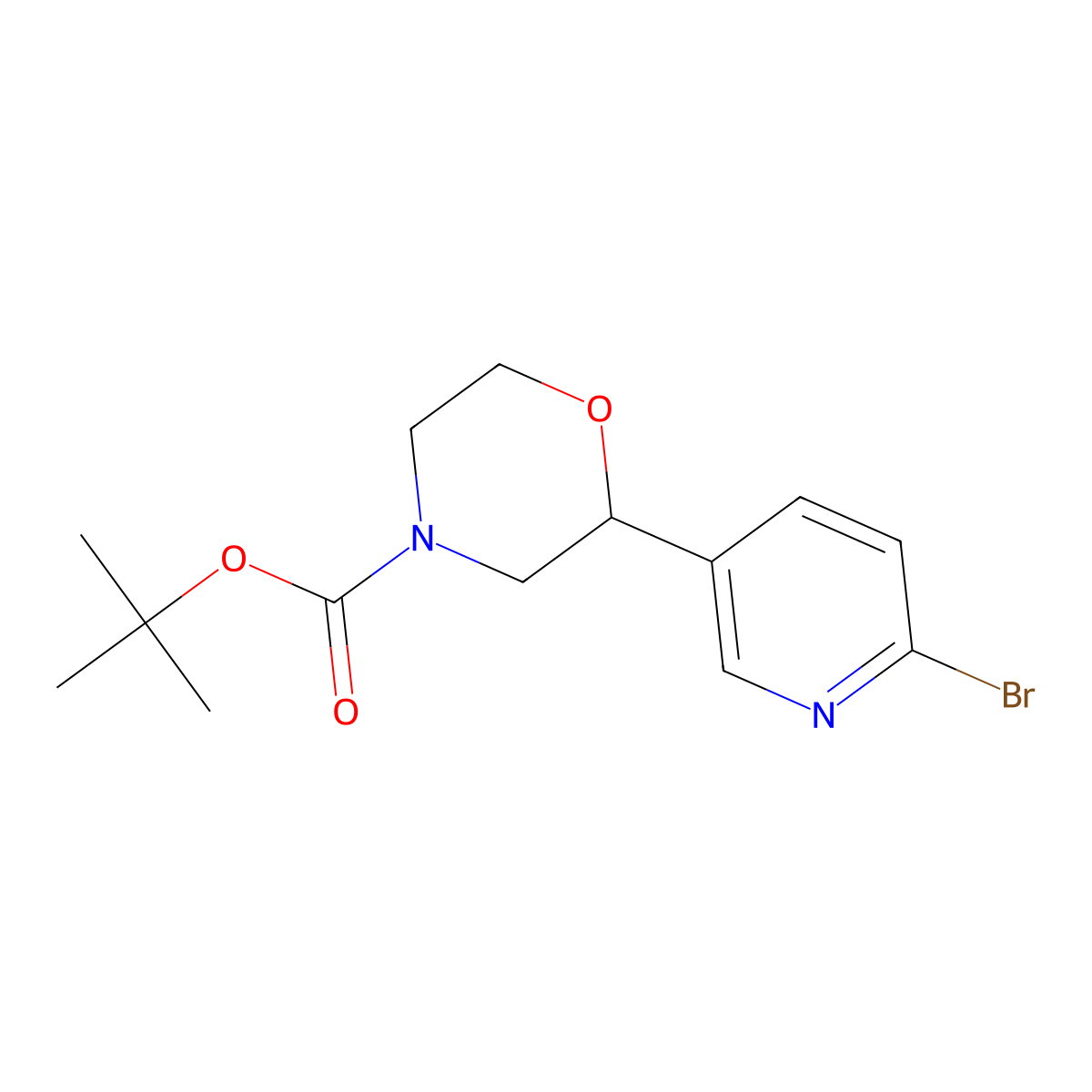 Tert-butyl 2-(6-bromopyridin-3-YL)morpholine-4-carboxylate molecular structure, CAS 1427502-18-8