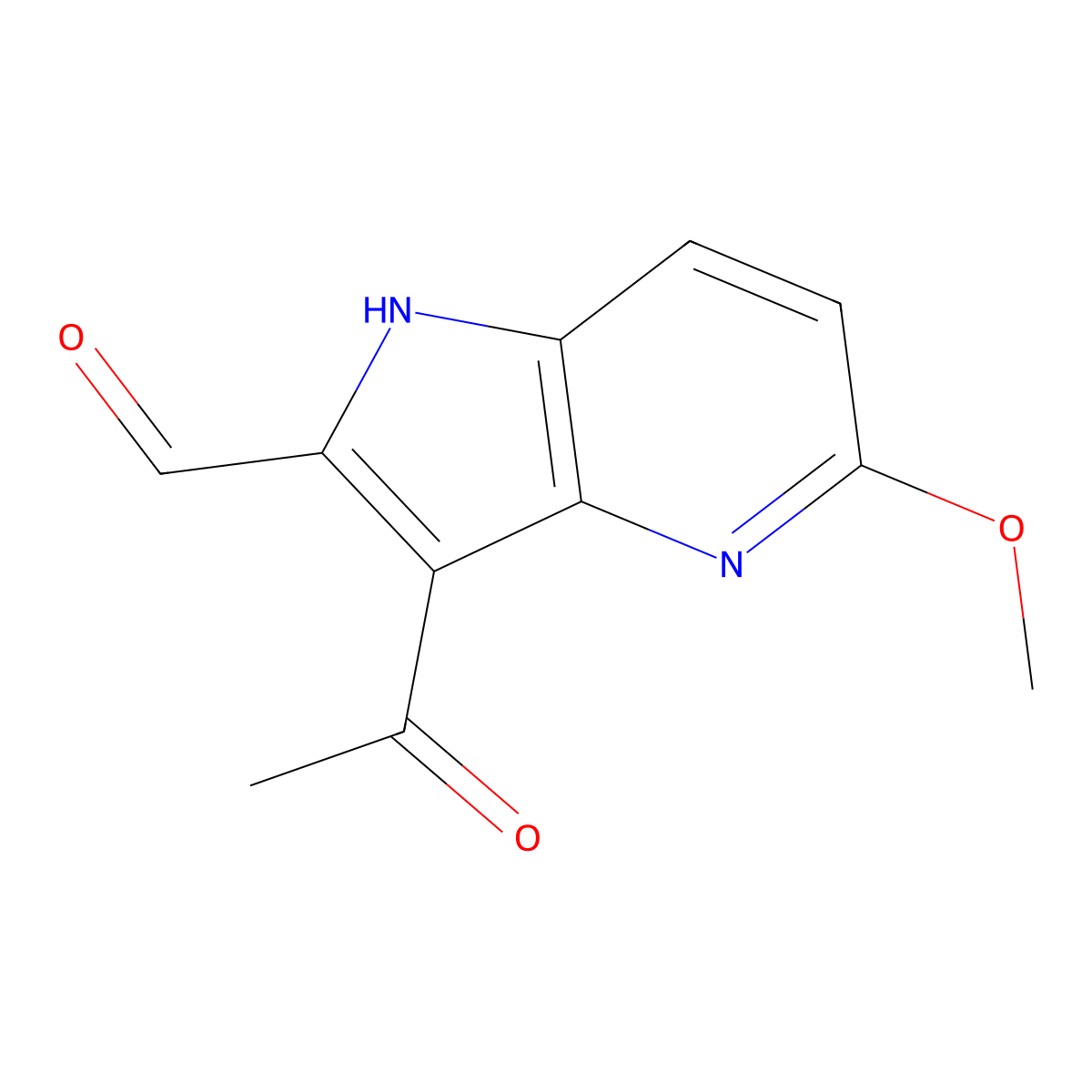 3-Acetyl-5-methoxy-4-azaindole-2-carbaldehyde molecular structure, CAS 1427502-37-1